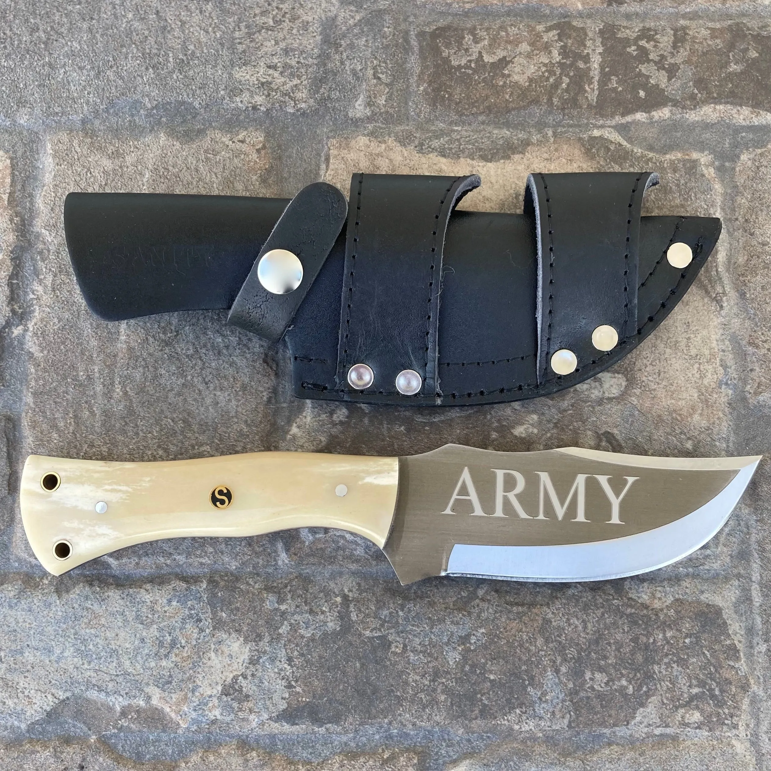 10” Rough Rider Series - Army - Bone - D2 Steel - Horizontal & Vertical Carry - CUS56