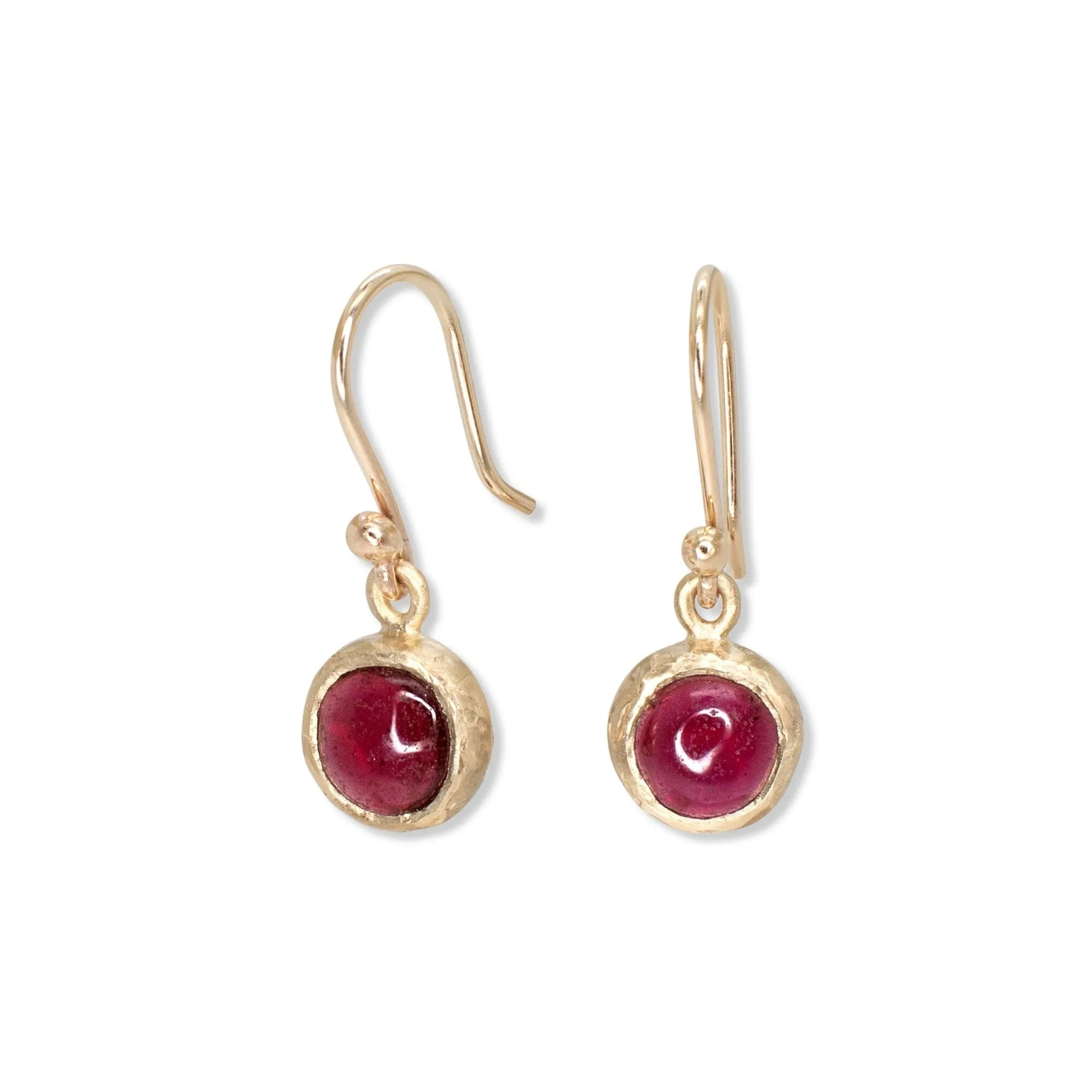 10K Semi-Precious Stone Drop Earrings in Garnet