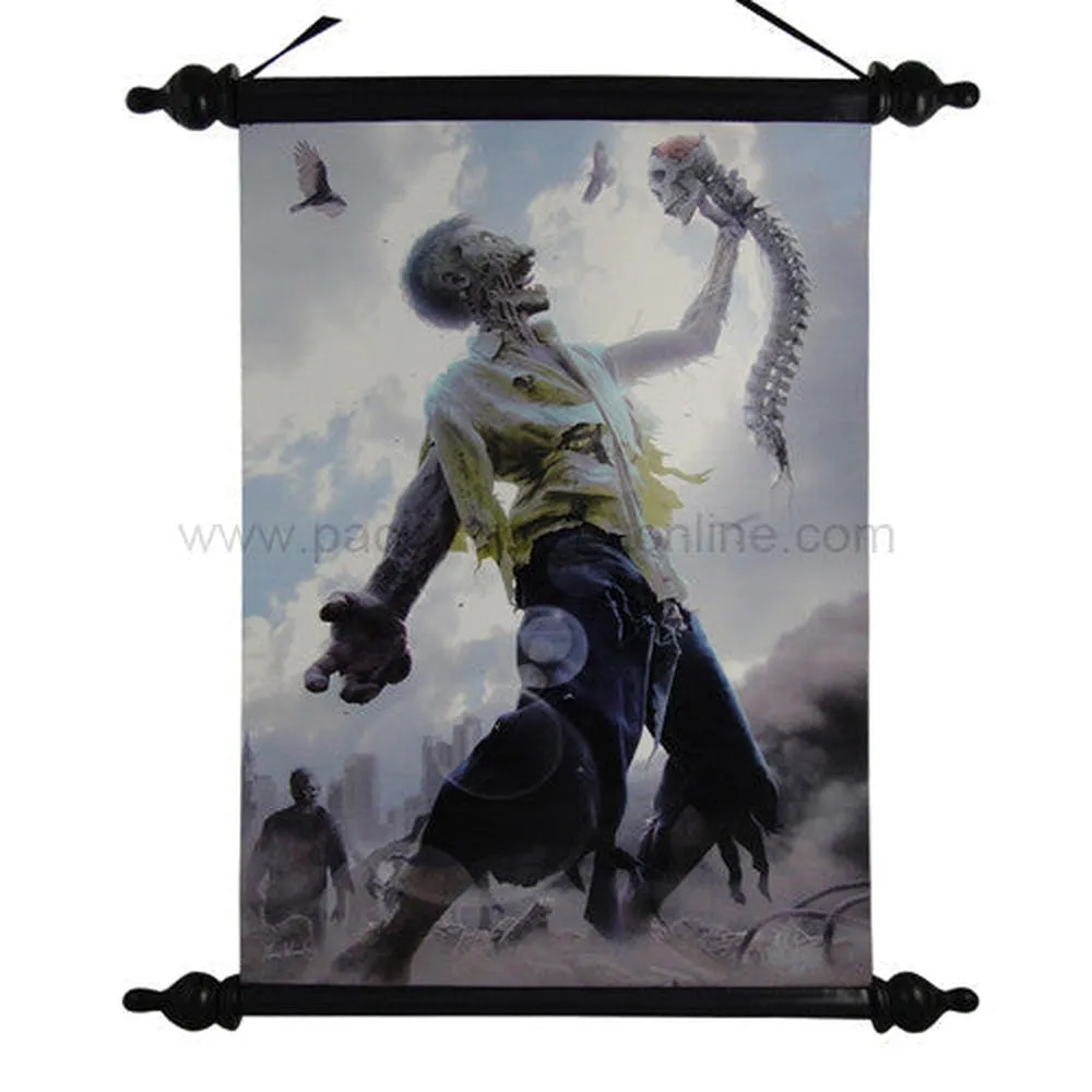 12" Zombie Scraps Printed Silhouette Hanging Art Wall Scroll