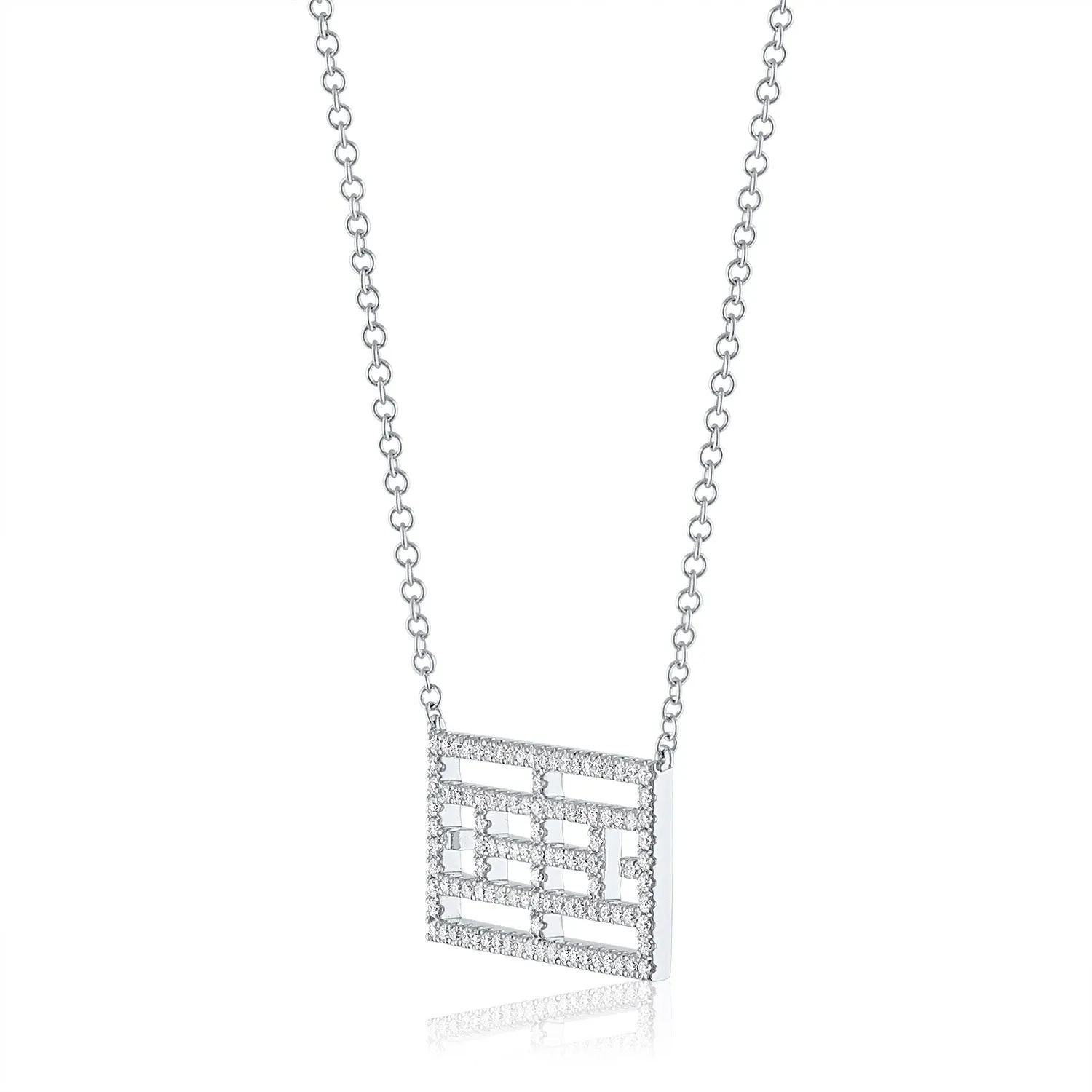 14kt White Gold Diamond Calling the Lines Tennis Necklace