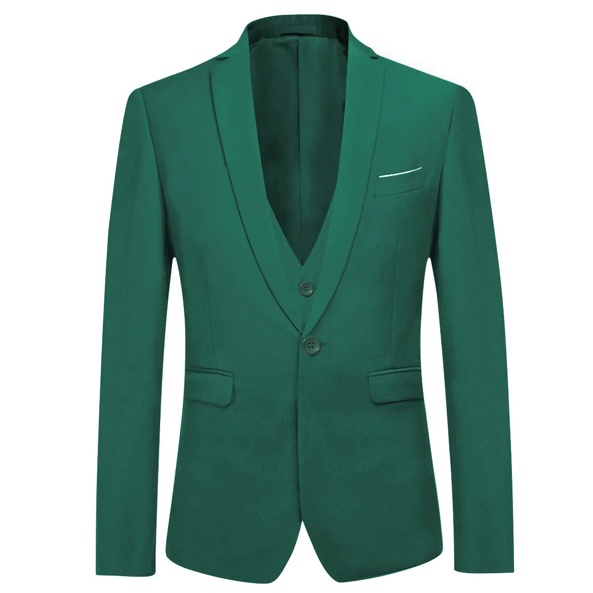 3-Piece One Button Formal Suit DarkCyan