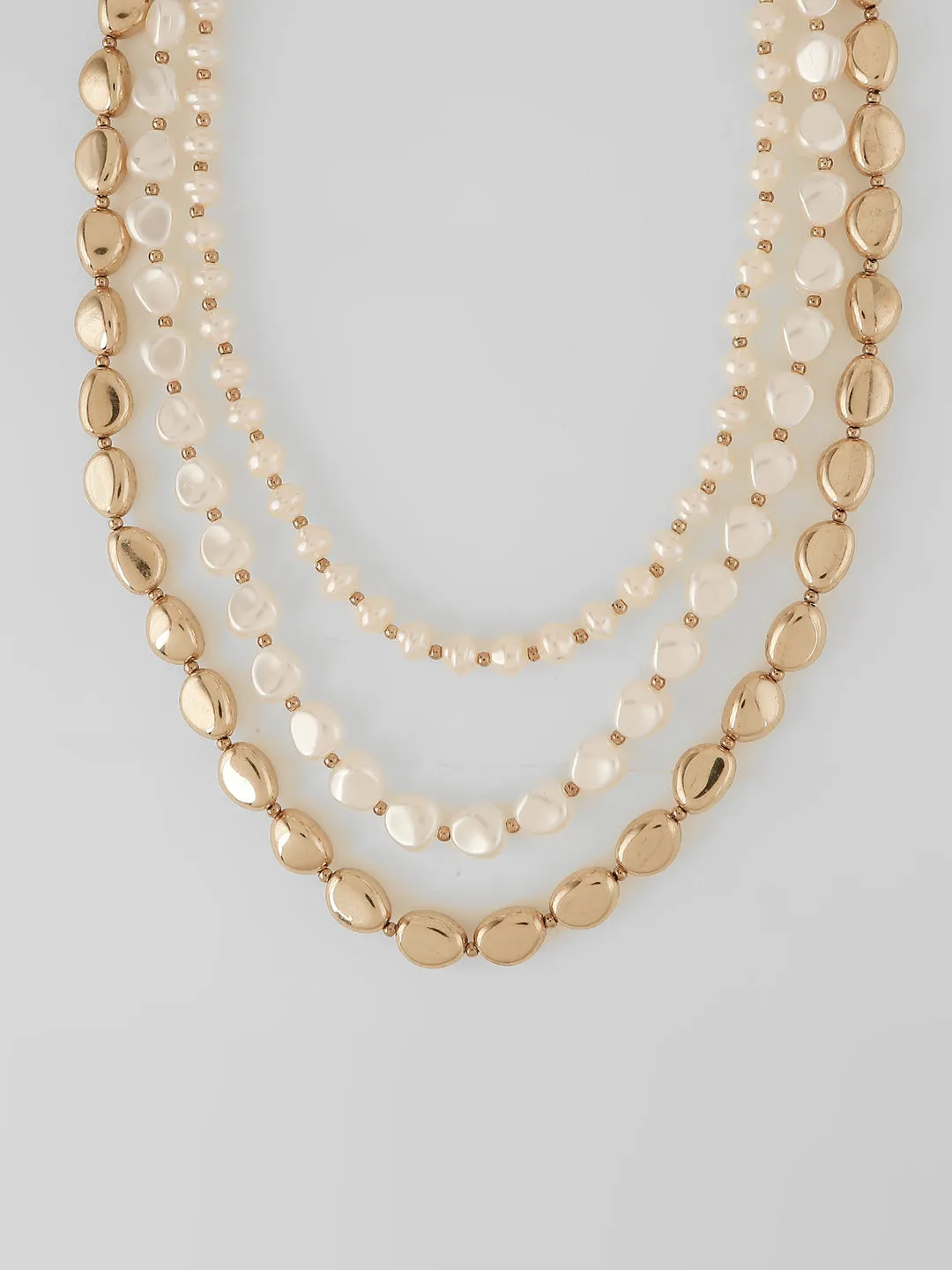 Accessorize London Pearl White & Golden Alloy Casual Necklace