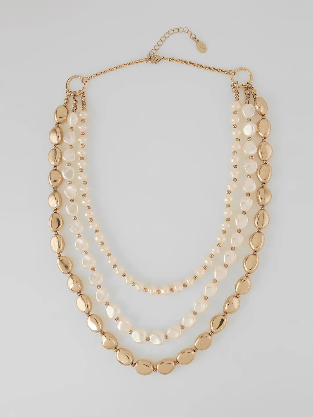 Accessorize London Pearl White & Golden Alloy Casual Necklace