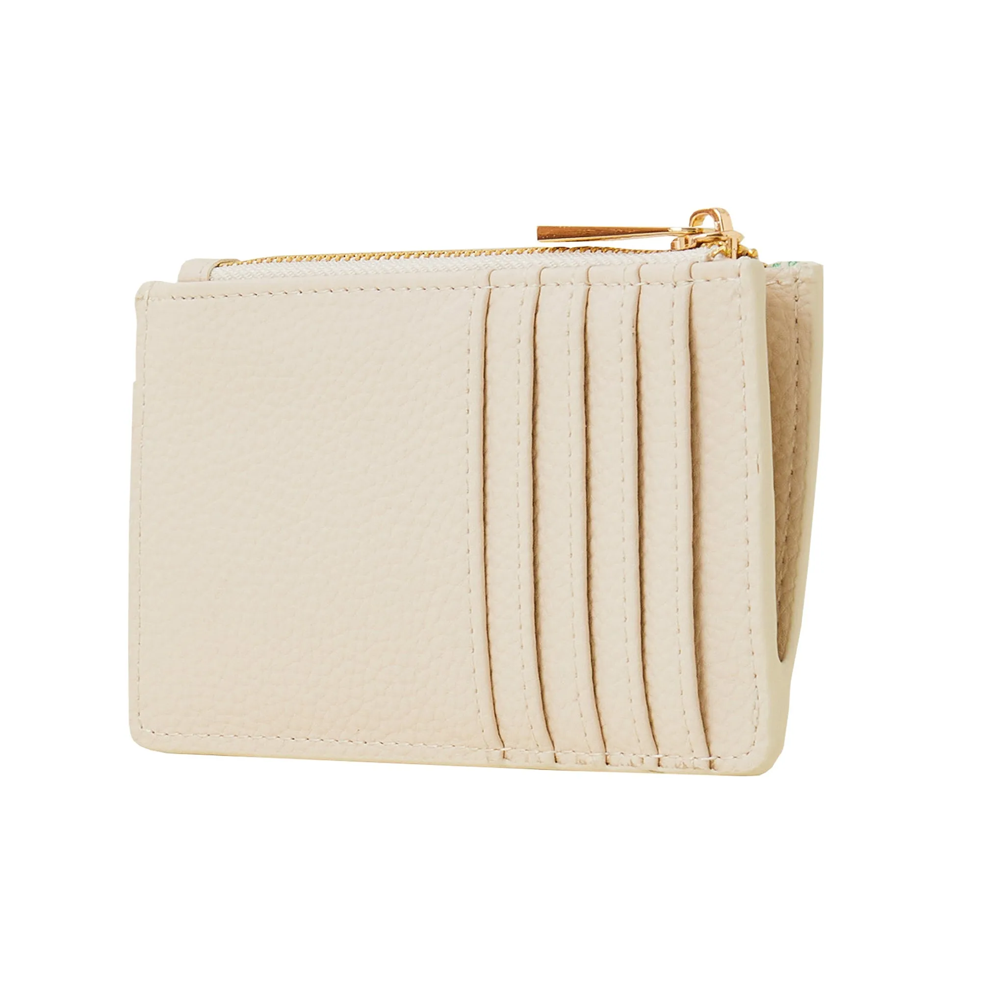 Accessorize London Women's Cream Check Stitch Card Holder