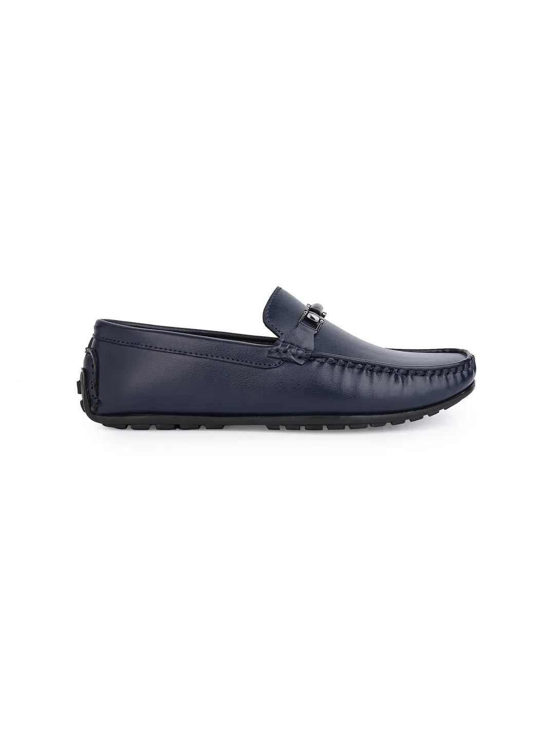 Alberto Torresi Mild Grained Synthetic Buckled Blue Men's Loafer