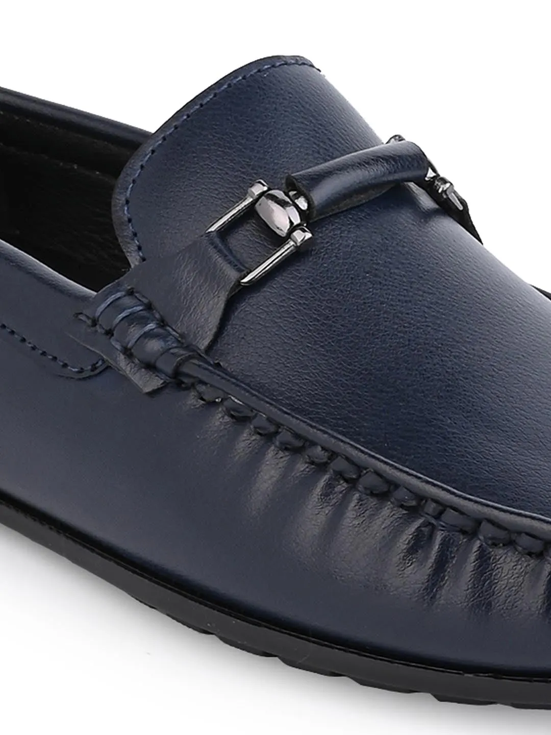 Alberto Torresi Mild Grained Synthetic Buckled Blue Men's Loafer