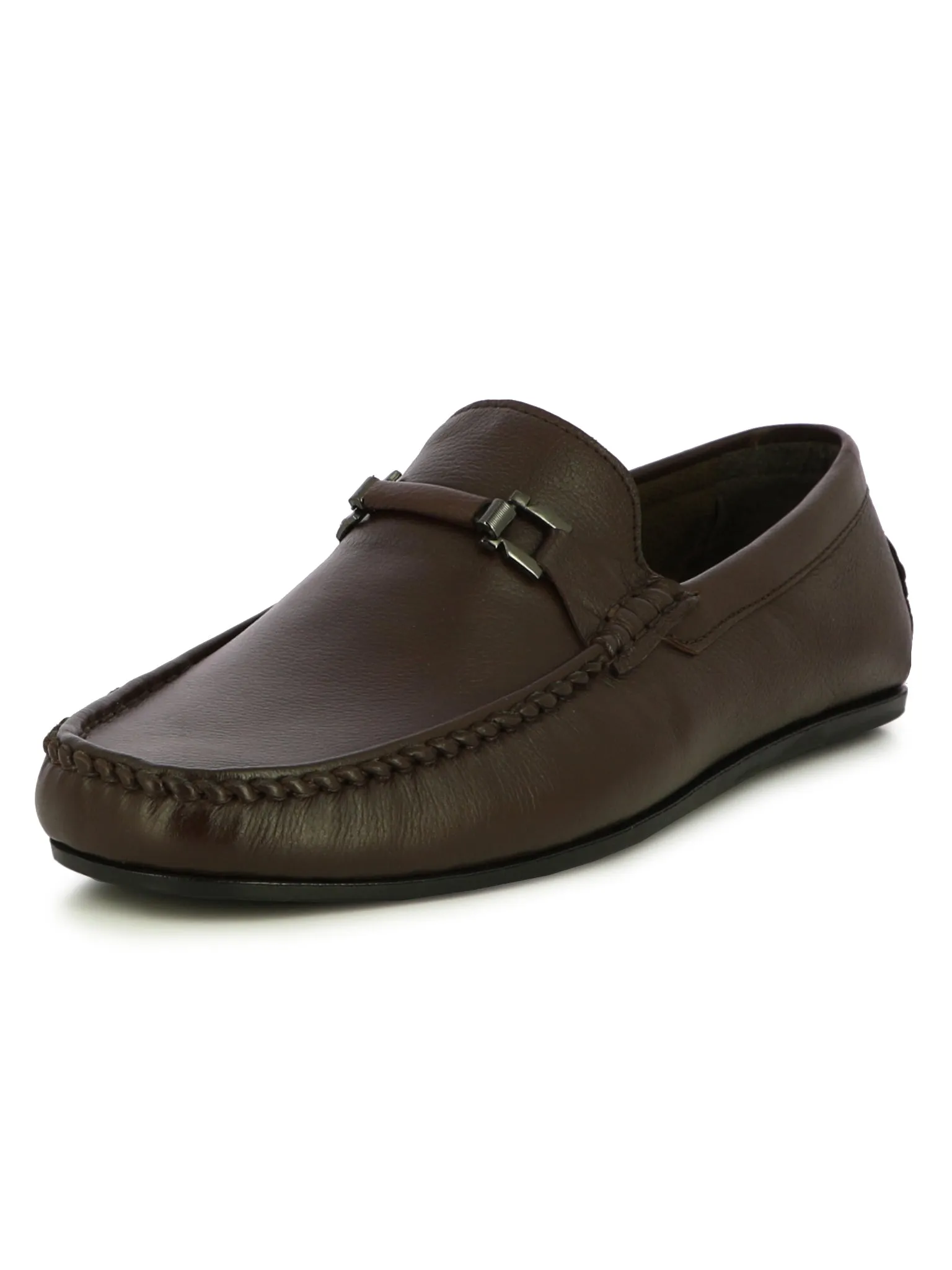 Alberto Torresi Mild Grained Synthetic Buckled Brown Men's Loafer