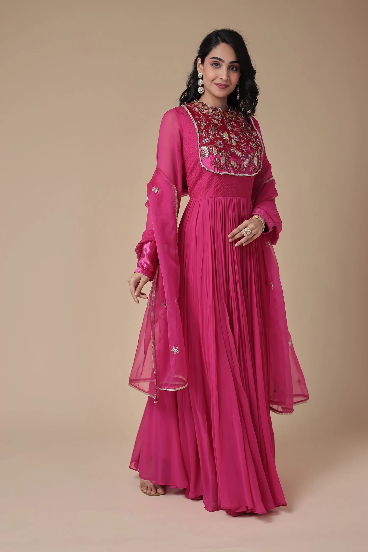 Anarkali Georgette Gown with Embroidered work