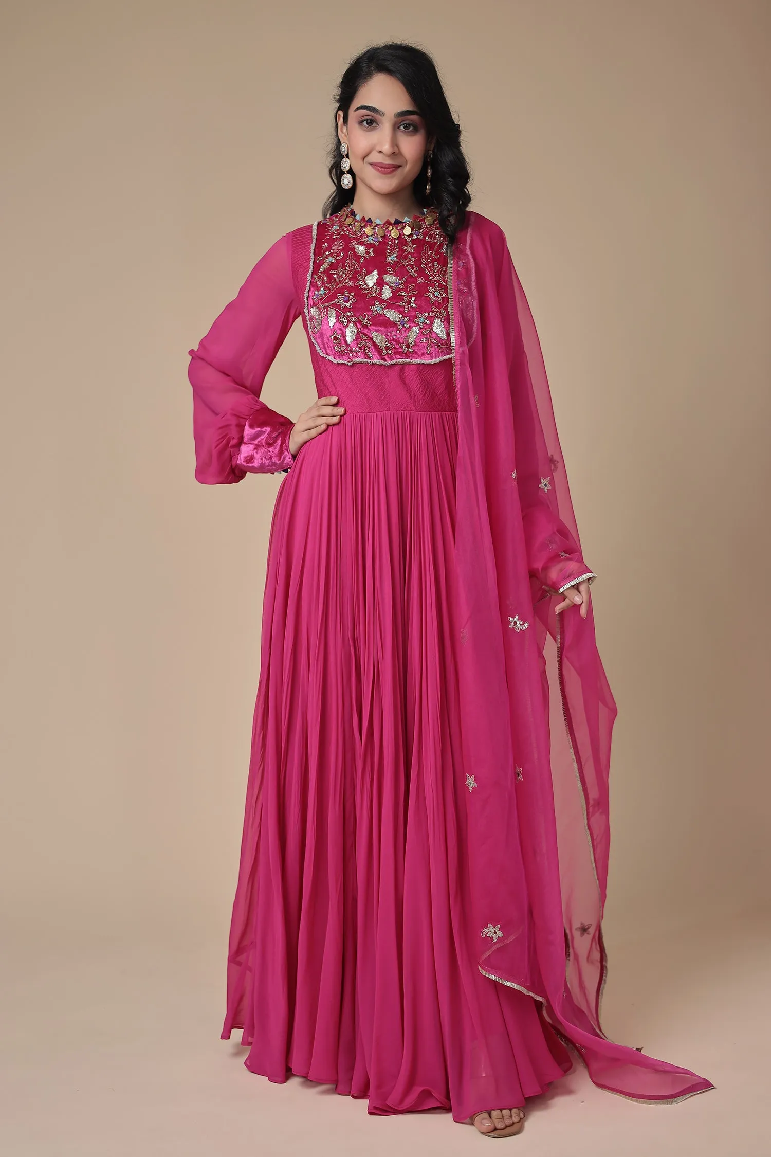 Anarkali Georgette Gown with Embroidered work