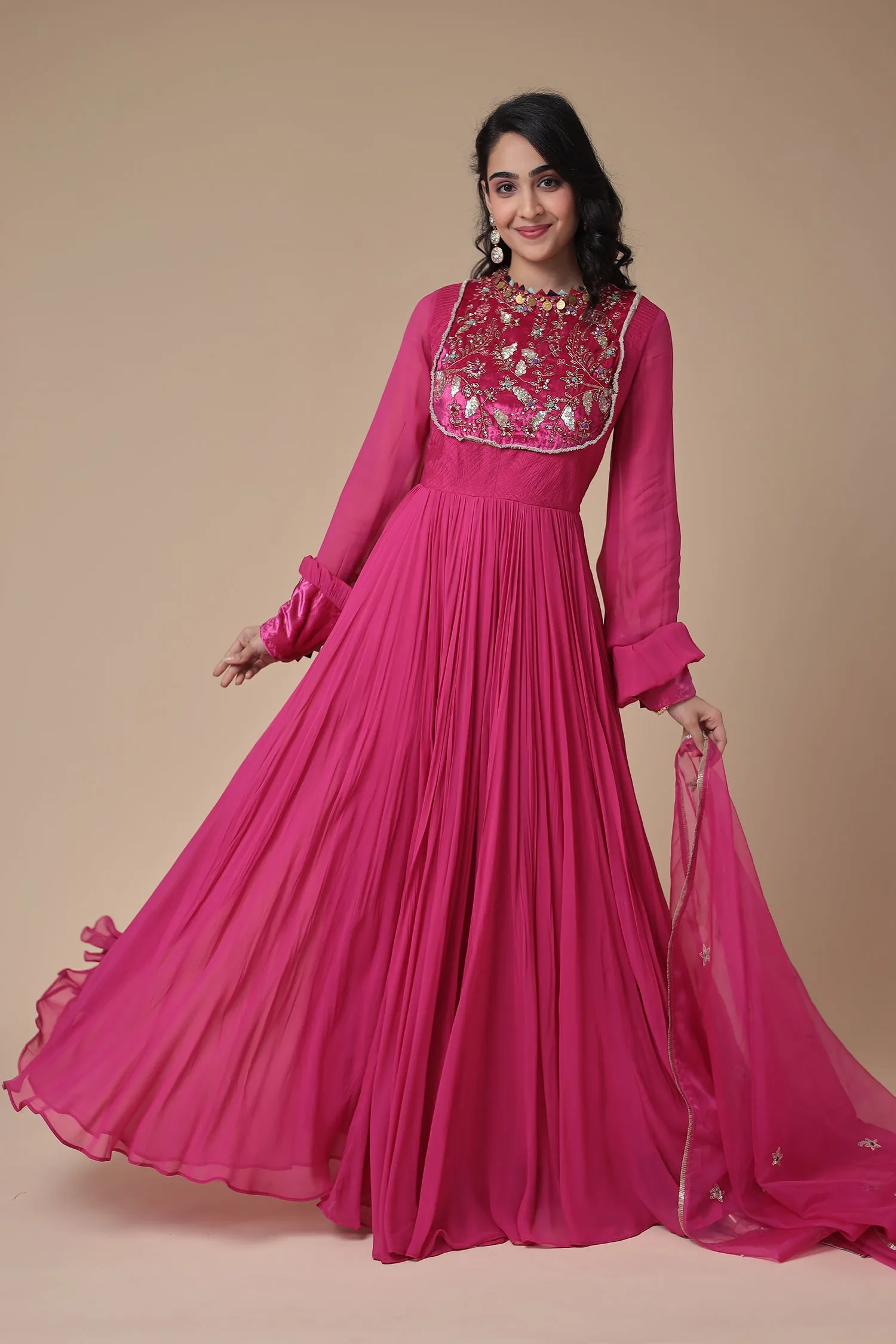 Anarkali Georgette Gown with Embroidered work