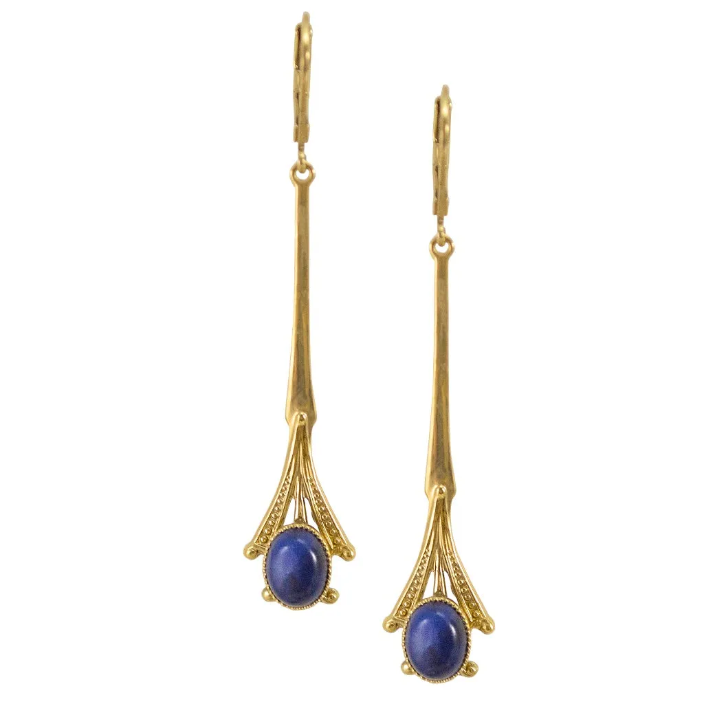 Art Deco Lapis Lazuli Drop Earrings