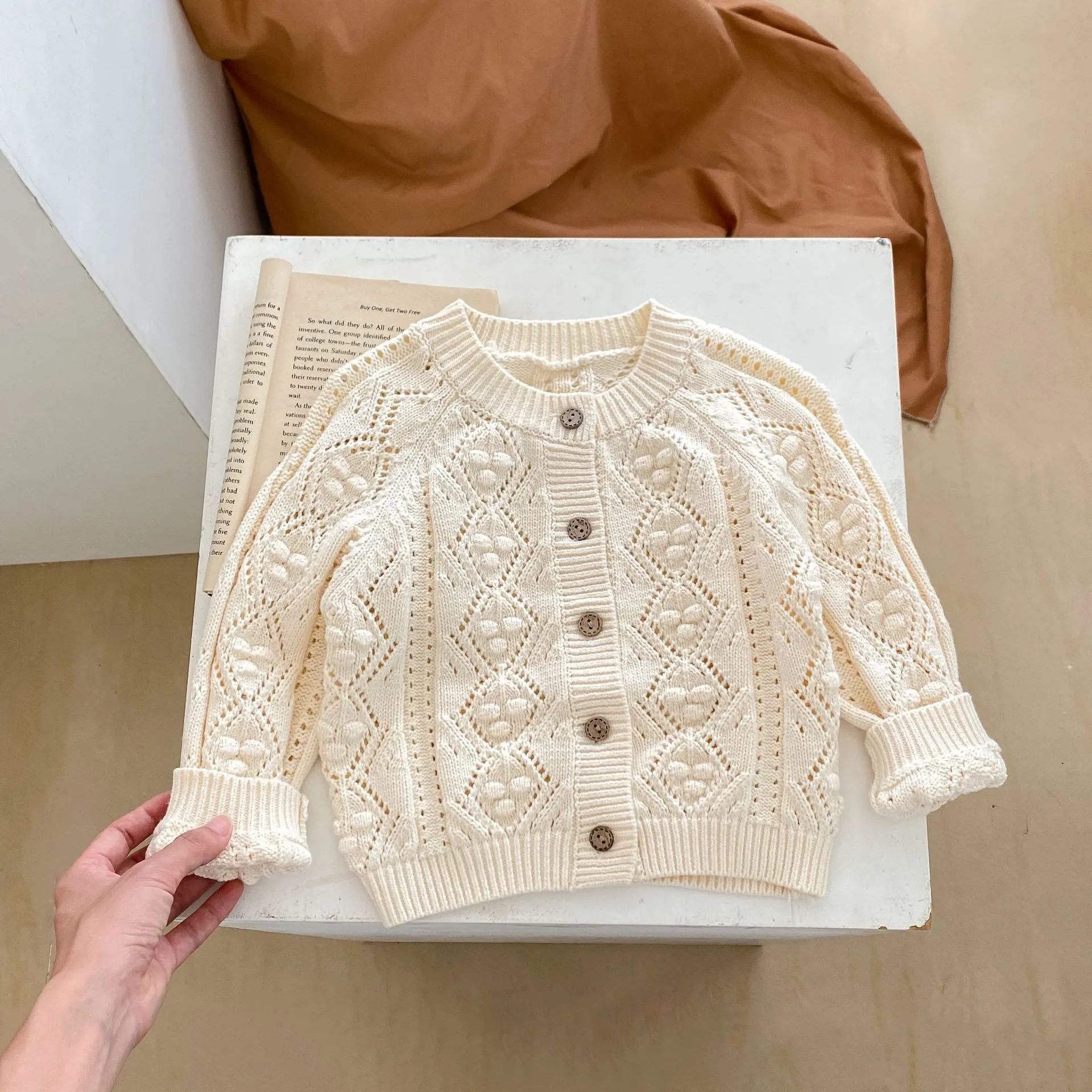 Baby Kid Girls Solid Color Embroidered Cardigan Wholesale 24011153