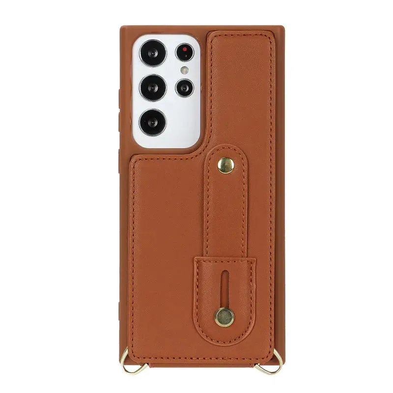 BCPC319 Leather Cute Phone Case for Galaxy S22 Ultra, S22 Plus, A54, 14, 34, 04, 13, 53, 52S, and M13 04S - Crossbody Card Slot