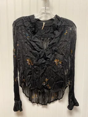 Black Blouse Long Sleeve Free People, Size Xs