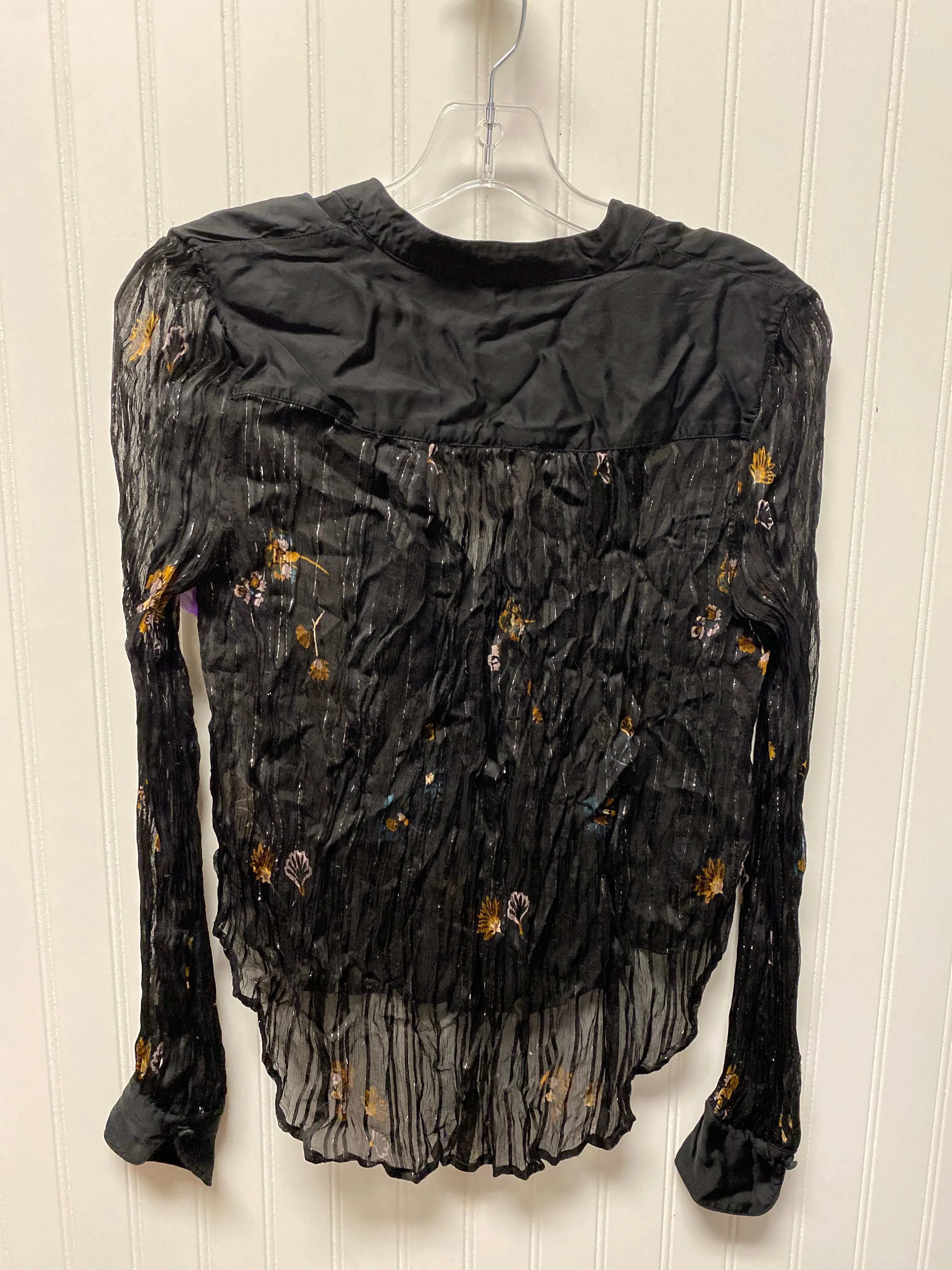 Black Blouse Long Sleeve Free People, Size Xs