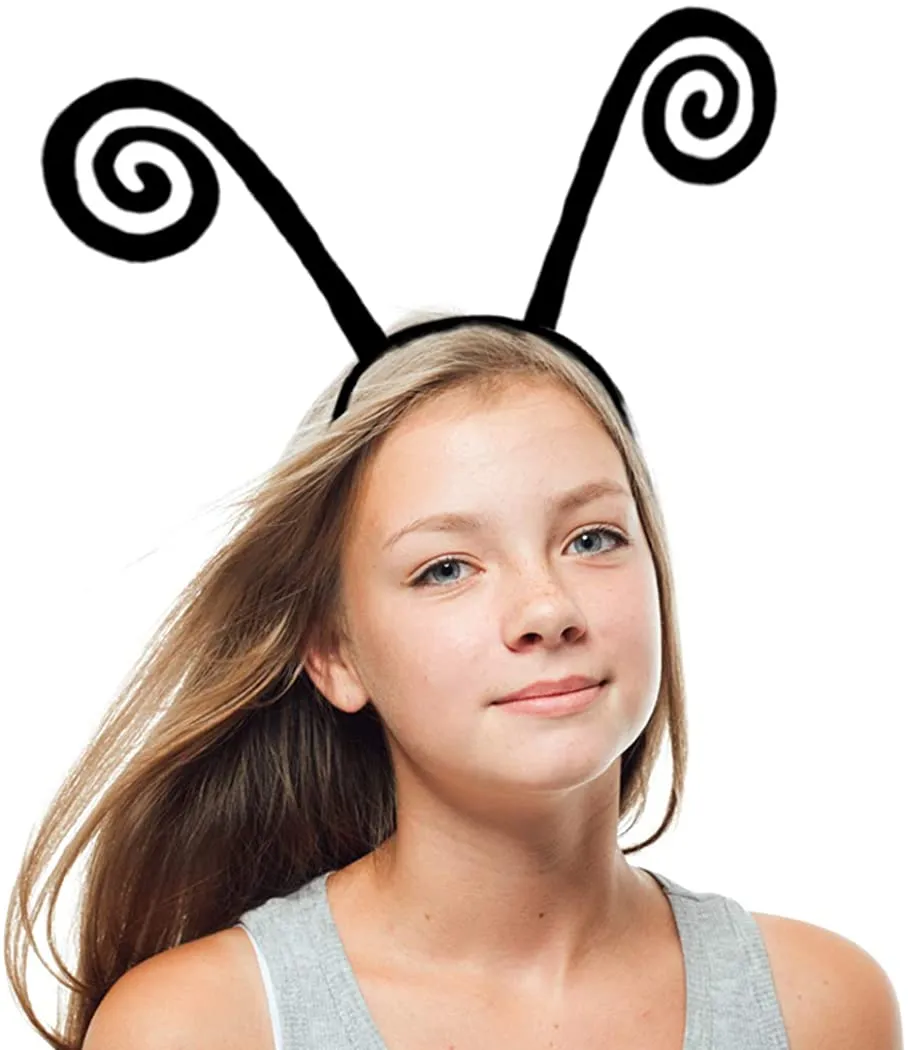 Black Butterfly Antenna Curley Headband fits adult or child