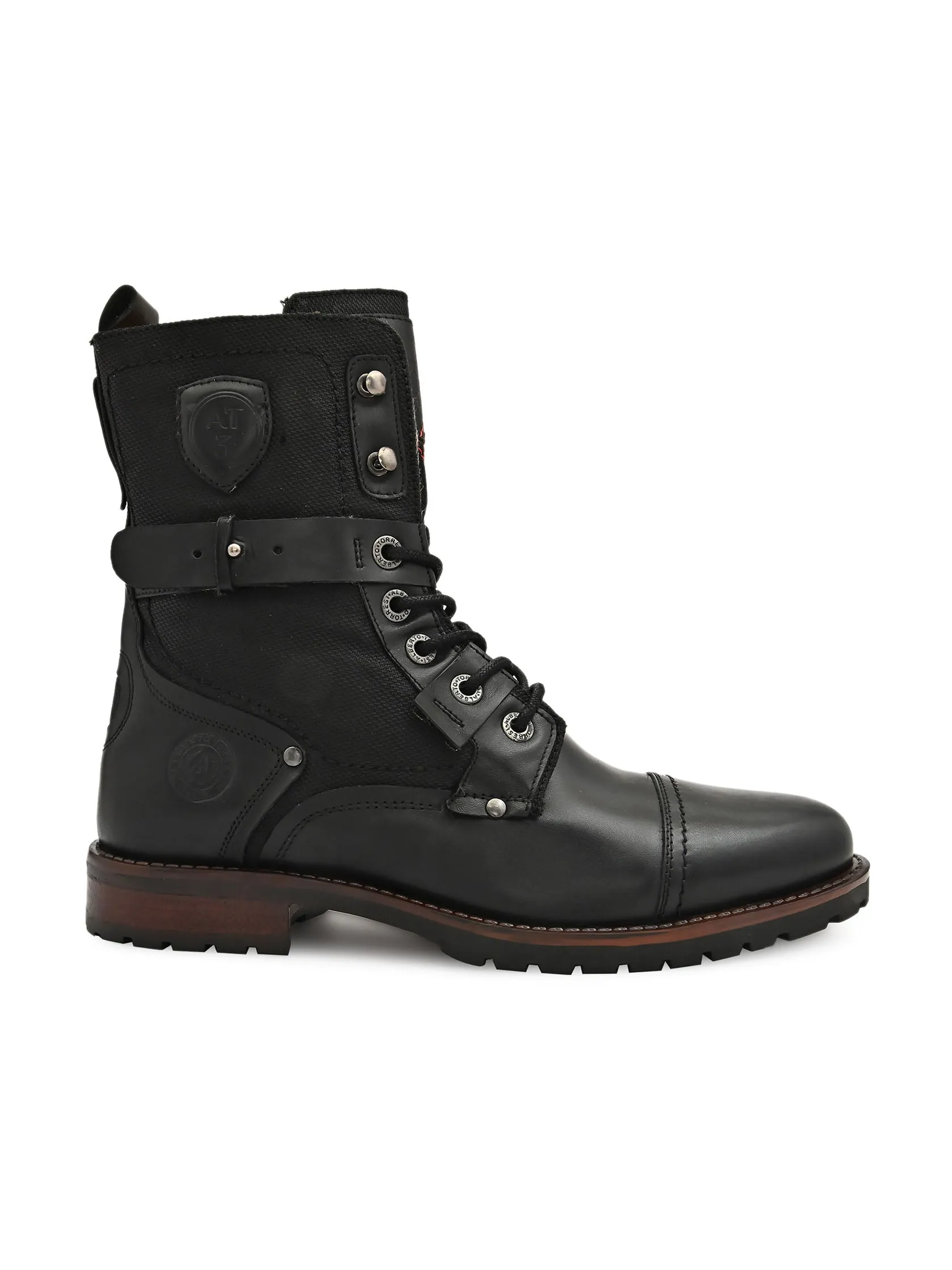 Black Cap toe Military Boots