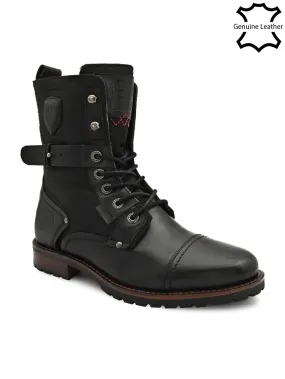 Black Cap toe Military Boots