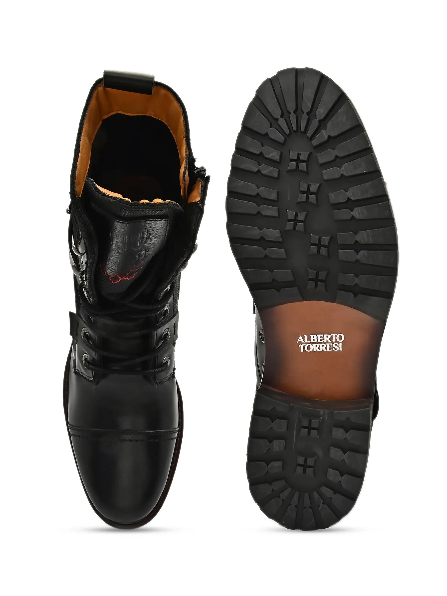 Black Cap toe Military Boots