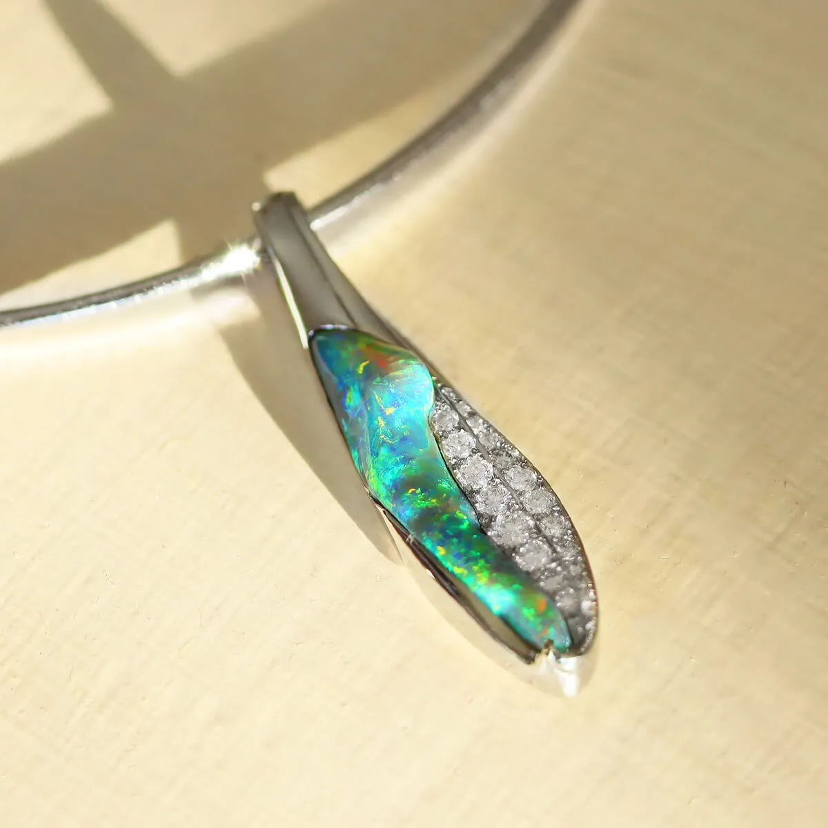 Black Opal, Diamond & Platinum Necklace