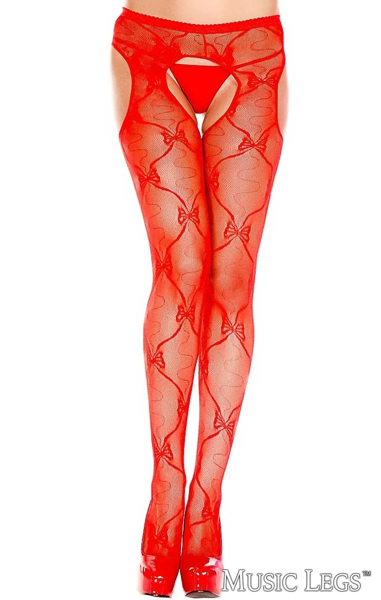 Bow Lace Suspender Pantyhose