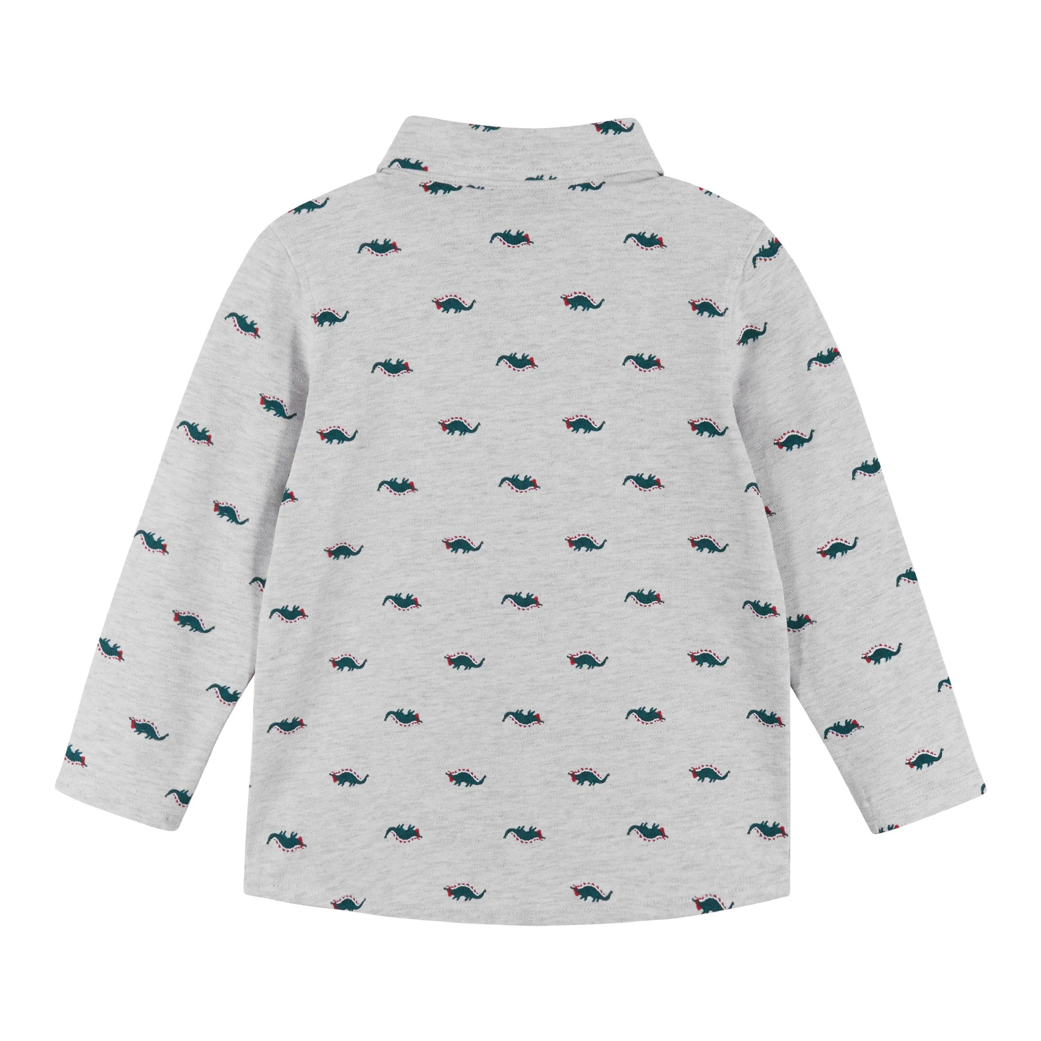 Boys Holiday Stegosaurus Pattern Button Down Shirt