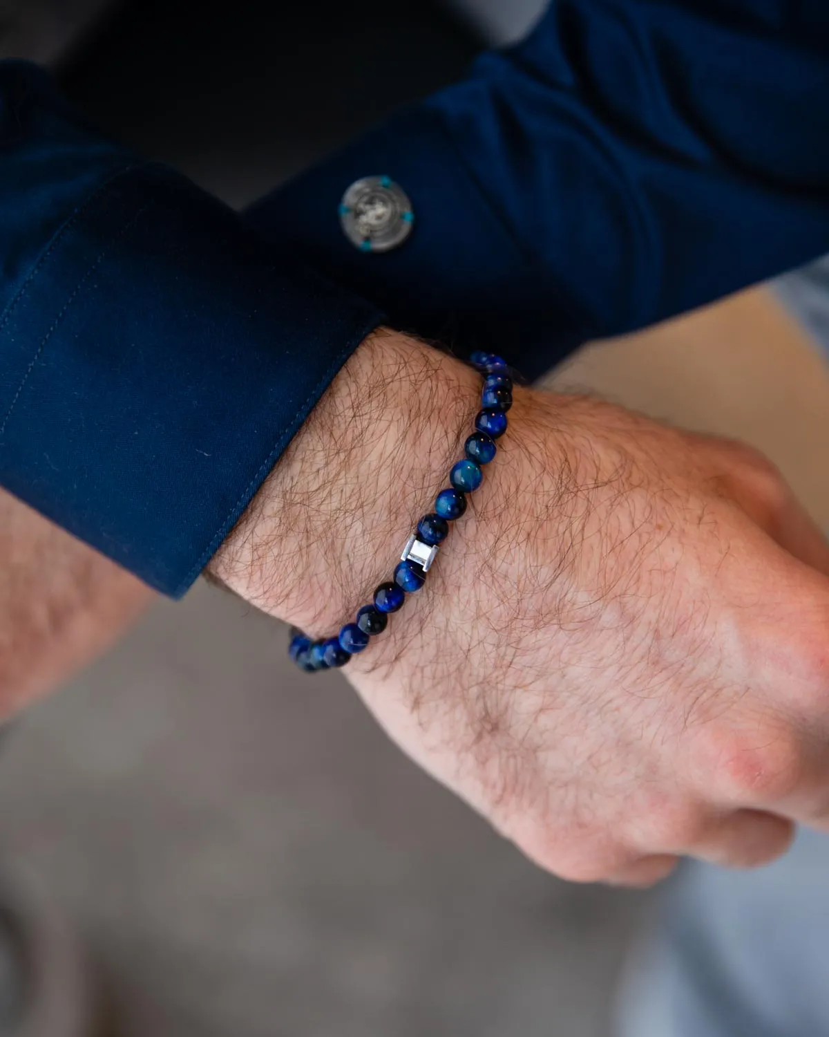 Bracelet with 6mm Blue Tiger Eye stone