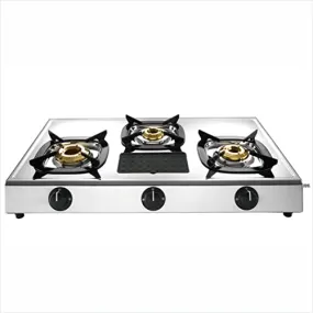 Butterfly Matchless Stainless Steel 3 Burner LPG Gas Stove, Manual Ignition