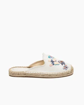 Butterfly Pattern Embroidered Espadrille Flat Mules