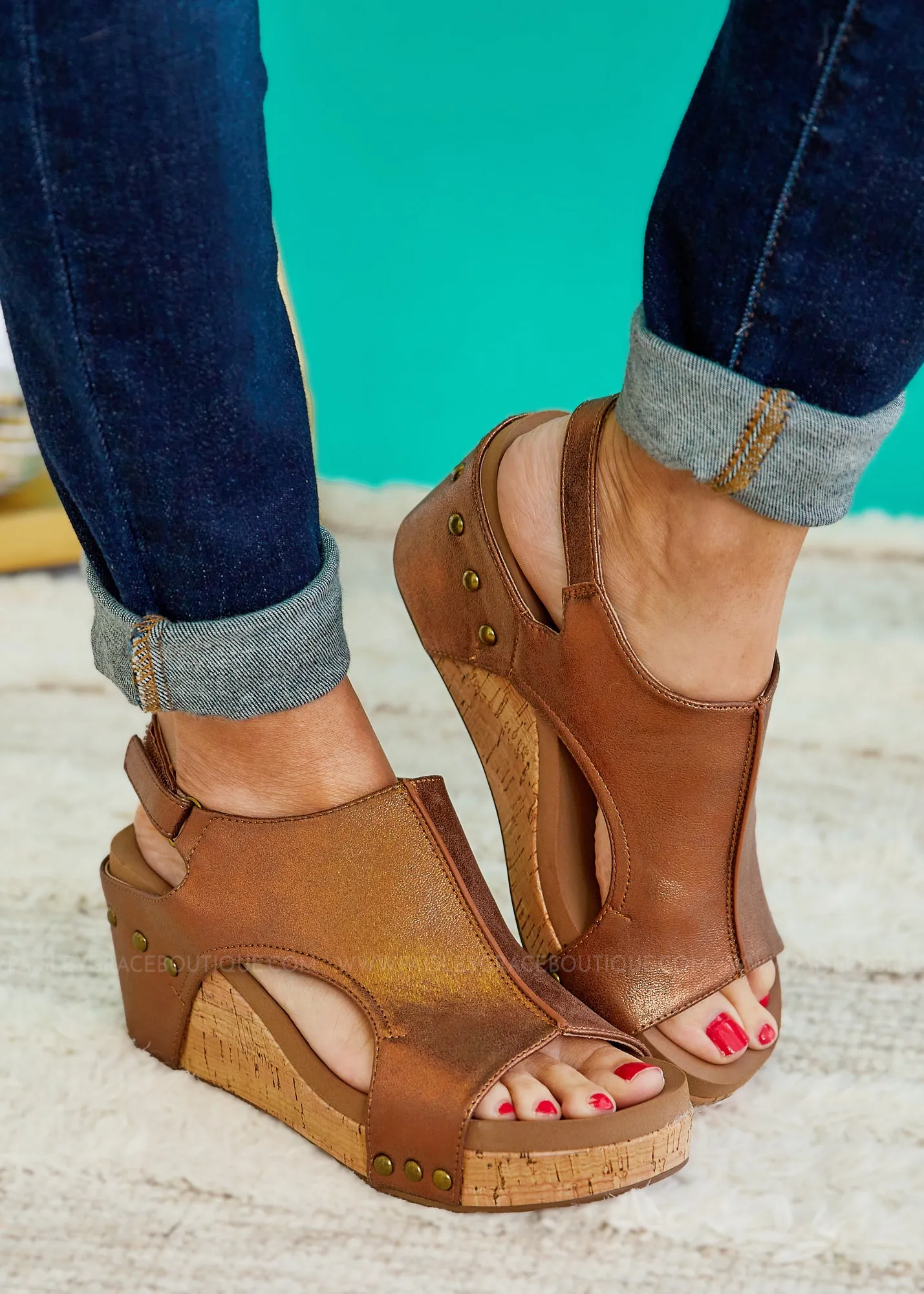 Carley Wedge Sandals by Corkys - Antique Bronze - PREORDER - ALL SALES FINAL