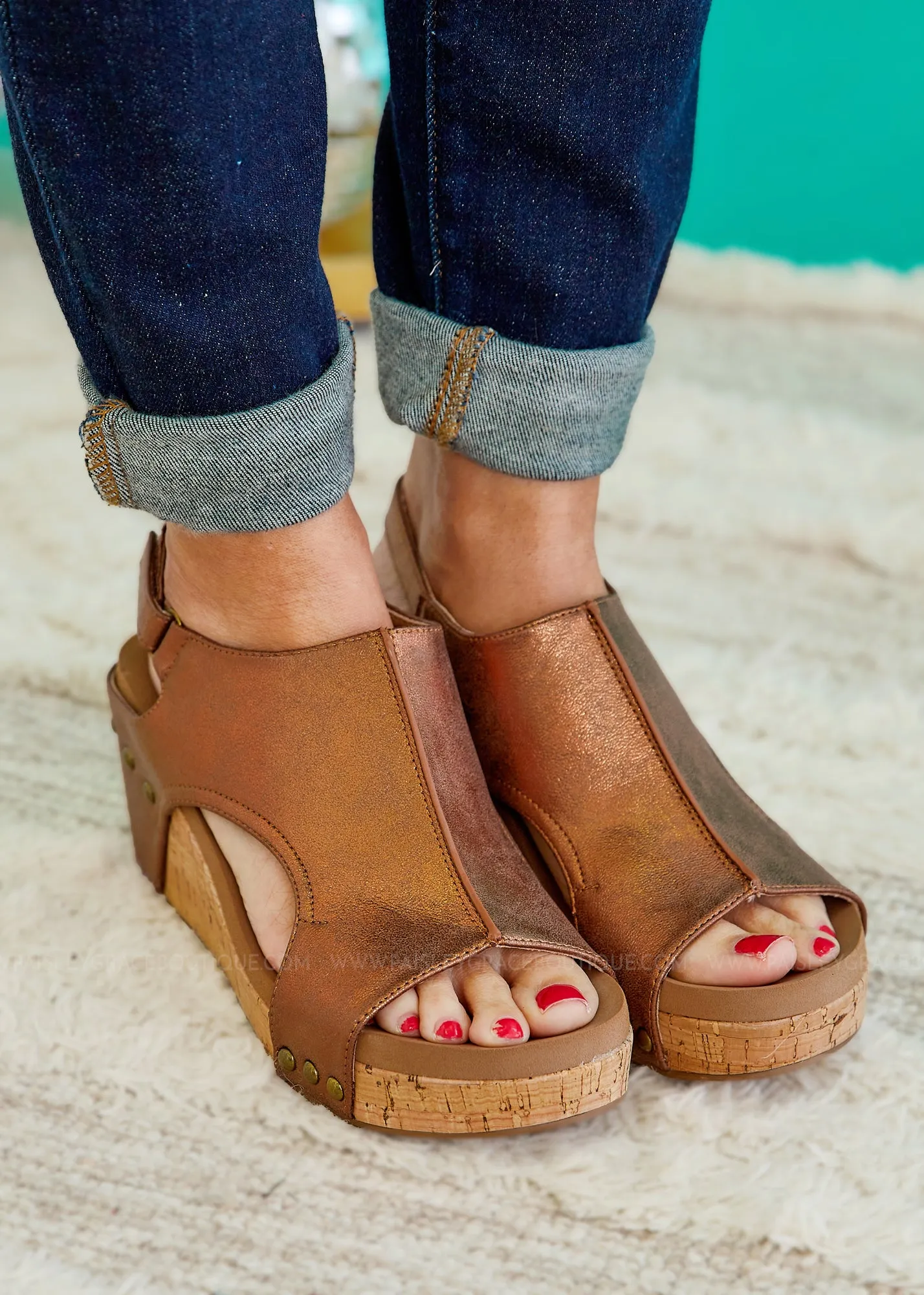 Carley Wedge Sandals by Corkys - Antique Bronze - PREORDER - ALL SALES FINAL