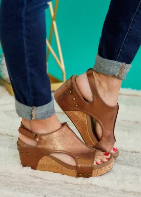 Carley Wedge Sandals by Corkys - Antique Bronze - PREORDER - ALL SALES FINAL