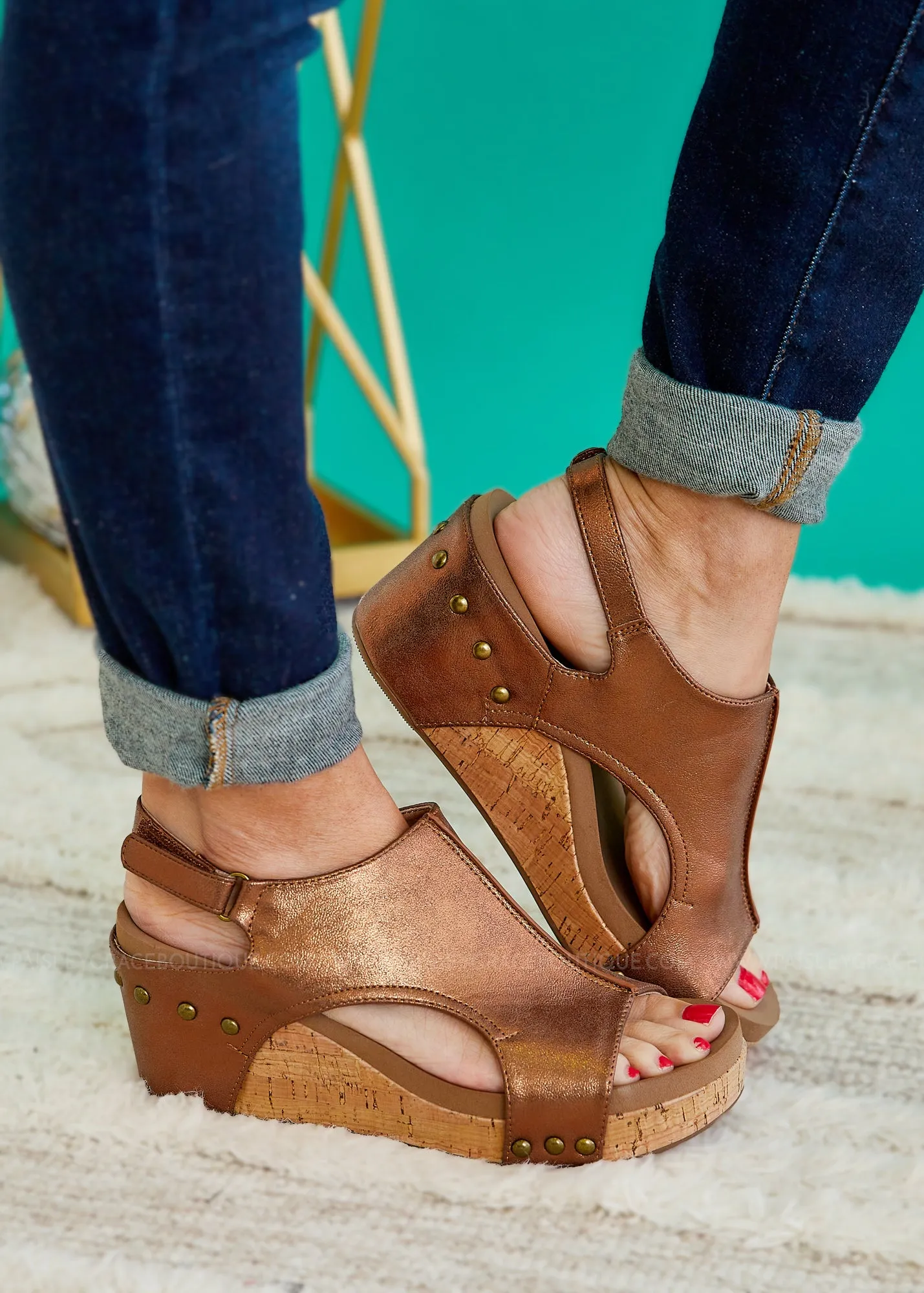 Carley Wedge Sandals by Corkys - Antique Bronze - PREORDER - ALL SALES FINAL