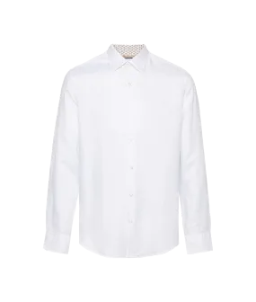 Casual-fit shirt in linen-blend twill - White