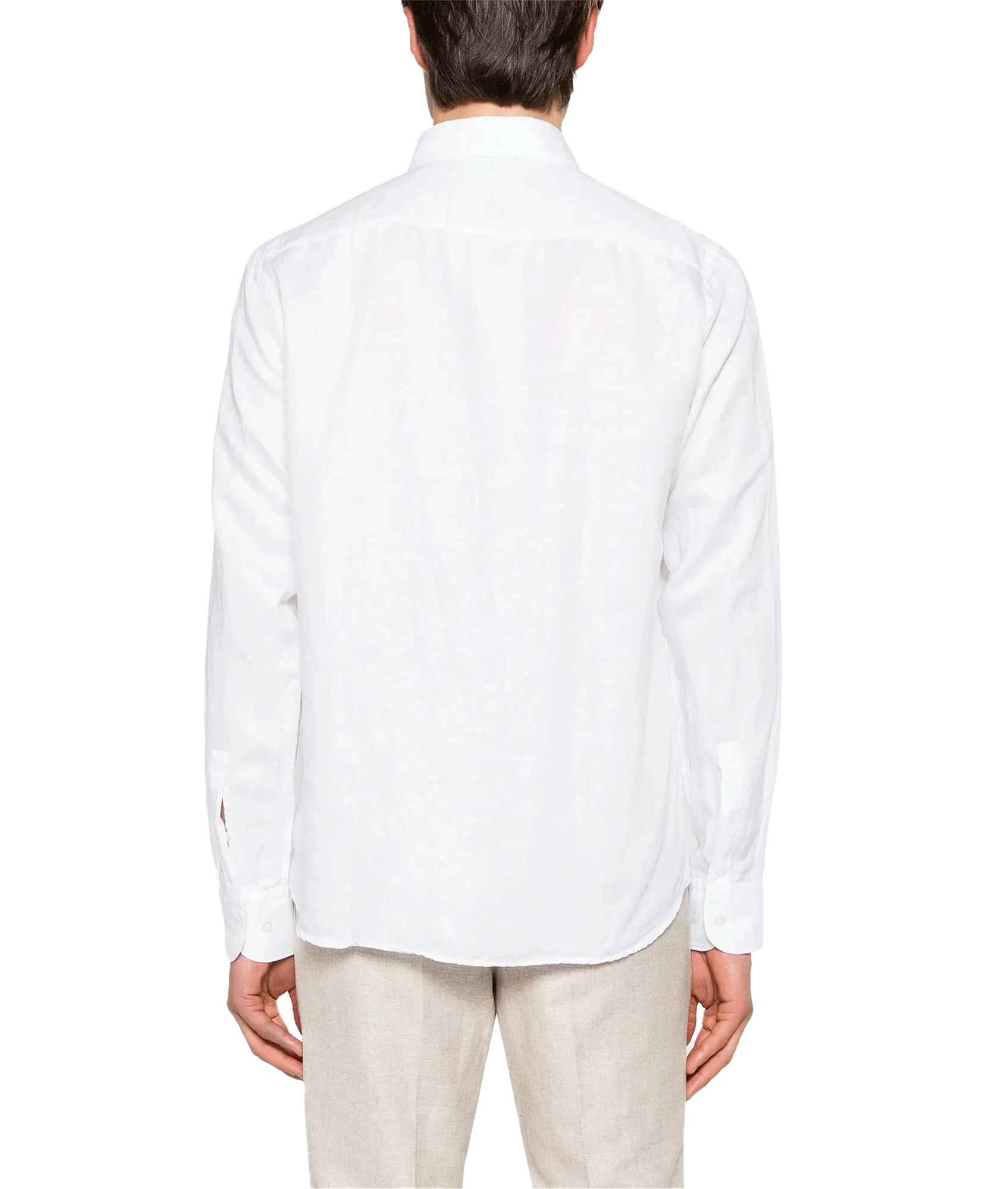 Casual-fit shirt in linen-blend twill - White