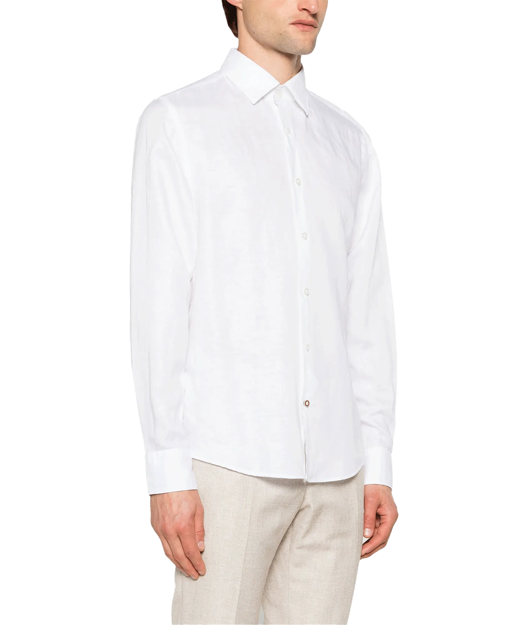 Casual-fit shirt in linen-blend twill - White