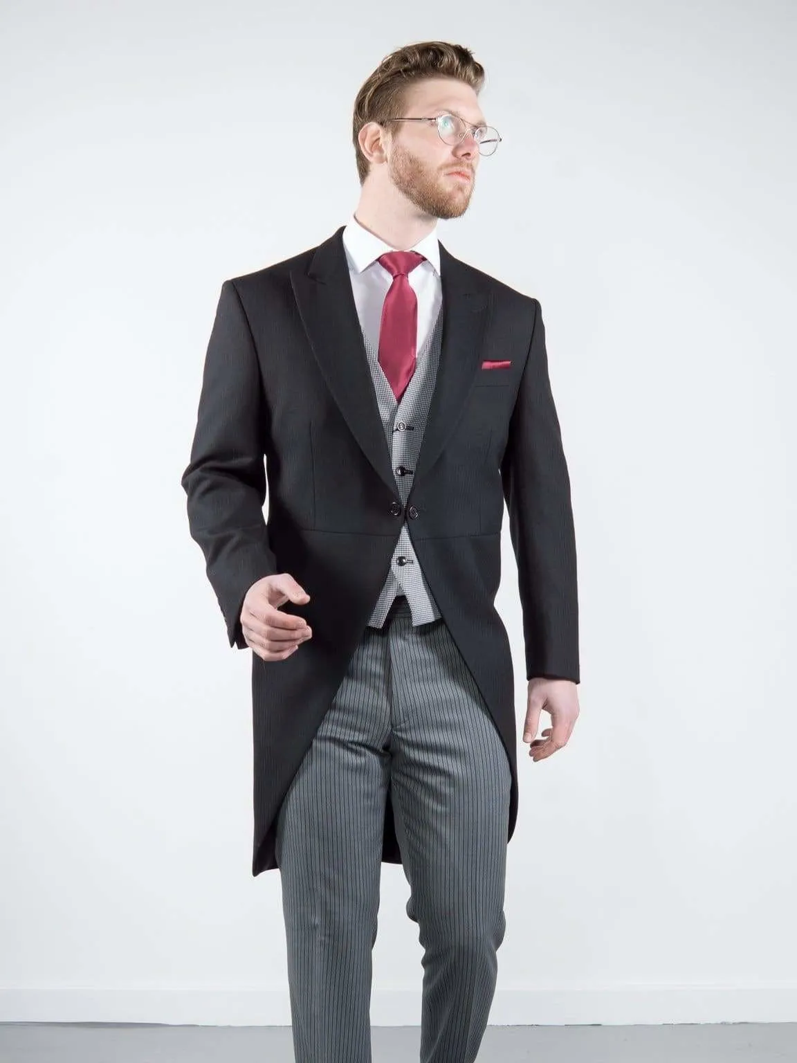 Classic Black Herringbone Morning Suit Package