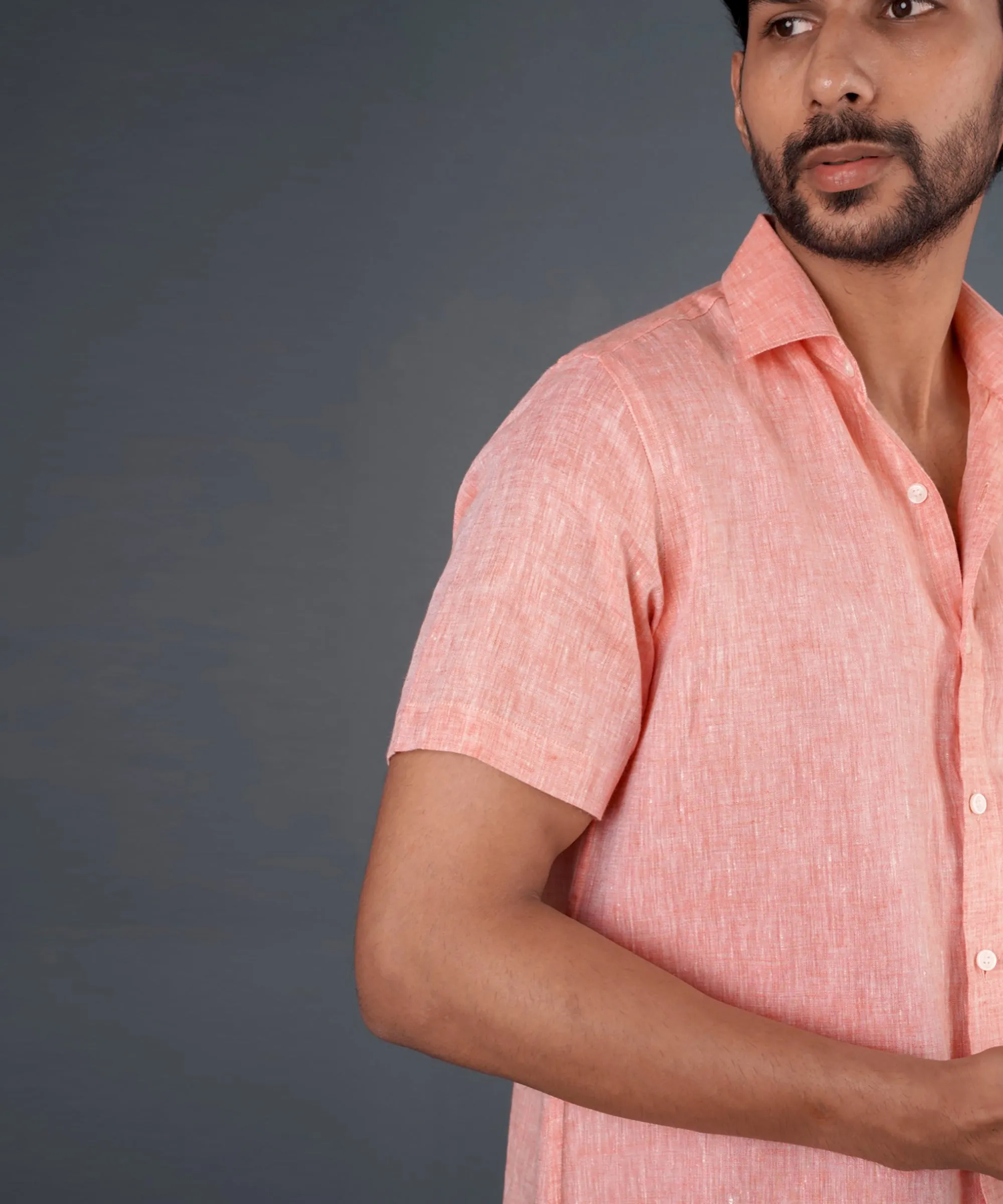 Coral Pink Linen Shirt