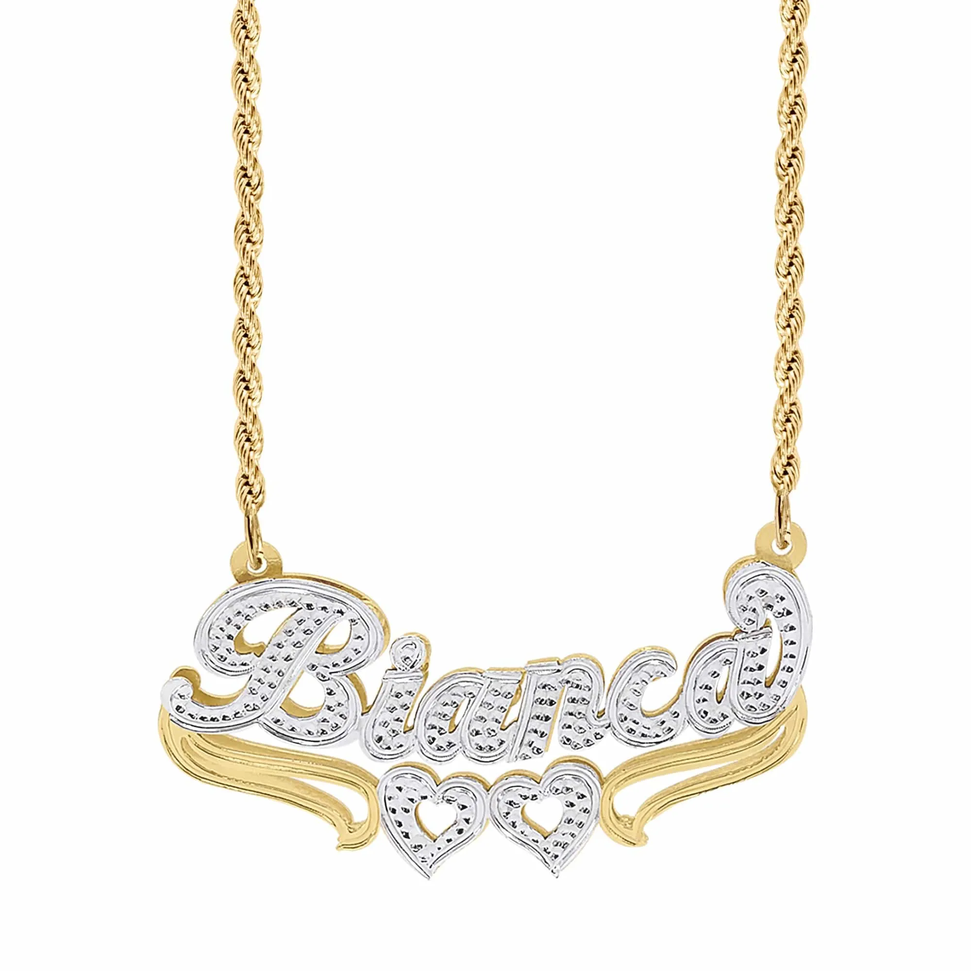 Double Plated Nameplate Necklace Bianca