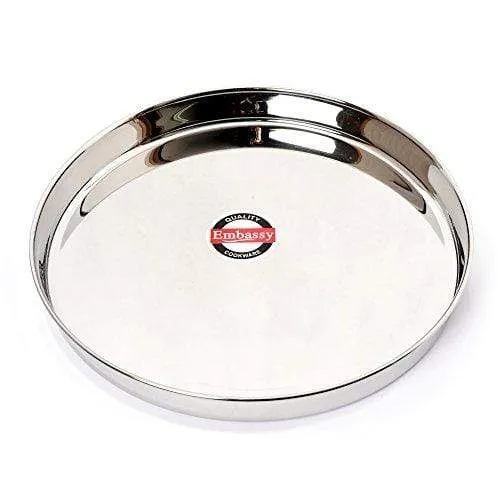 Embassy Coil Khumcha / Dinner Plate, Size 10, 26.4 cms (Pack of 2, Stainless Steel)