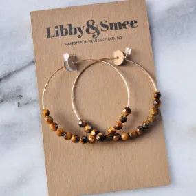 Gemstone 45mm Gold Filled Hoops - TIGER EYE