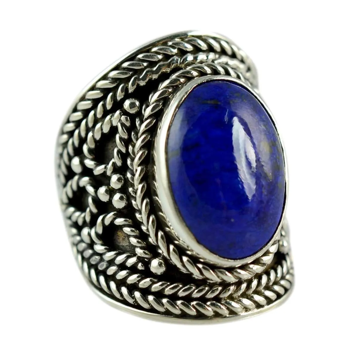 Genuine Lapis Lazuli 925 solid sterling silver hand made designer ring