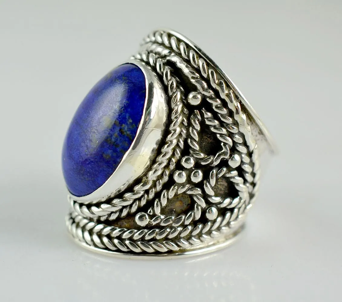 Genuine Lapis Lazuli 925 solid sterling silver hand made designer ring