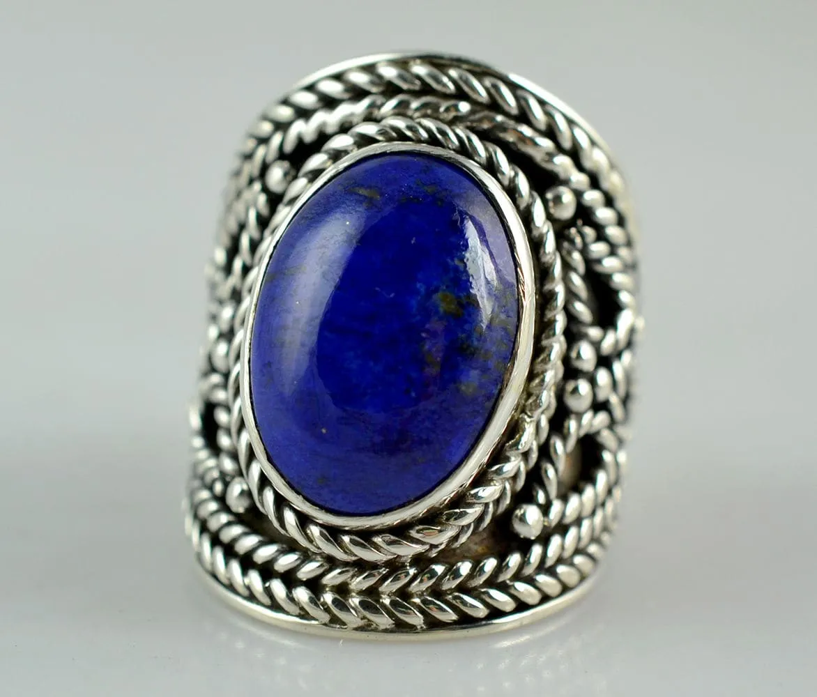 Genuine Lapis Lazuli 925 solid sterling silver hand made designer ring