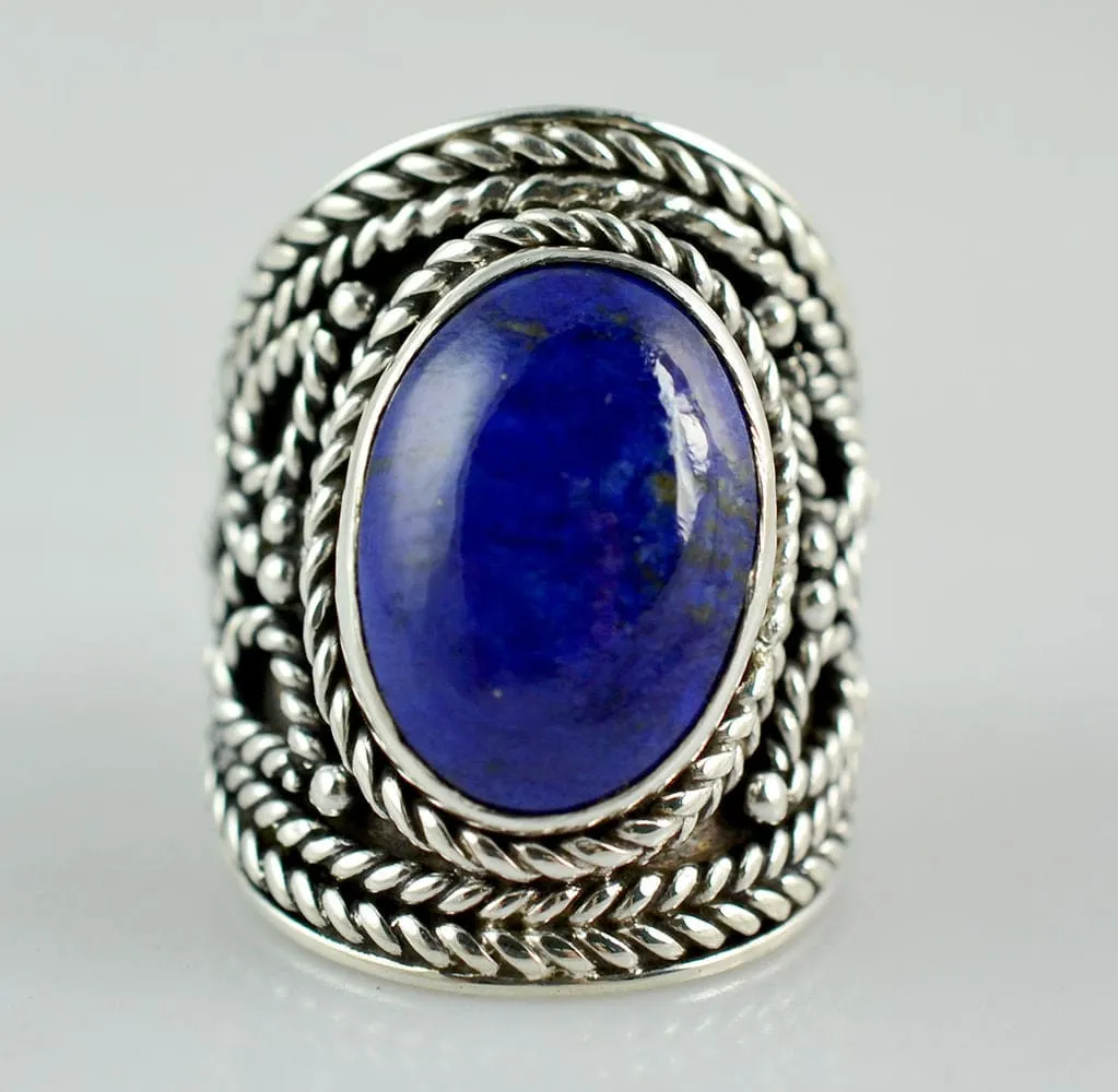 Genuine Lapis Lazuli 925 solid sterling silver hand made designer ring