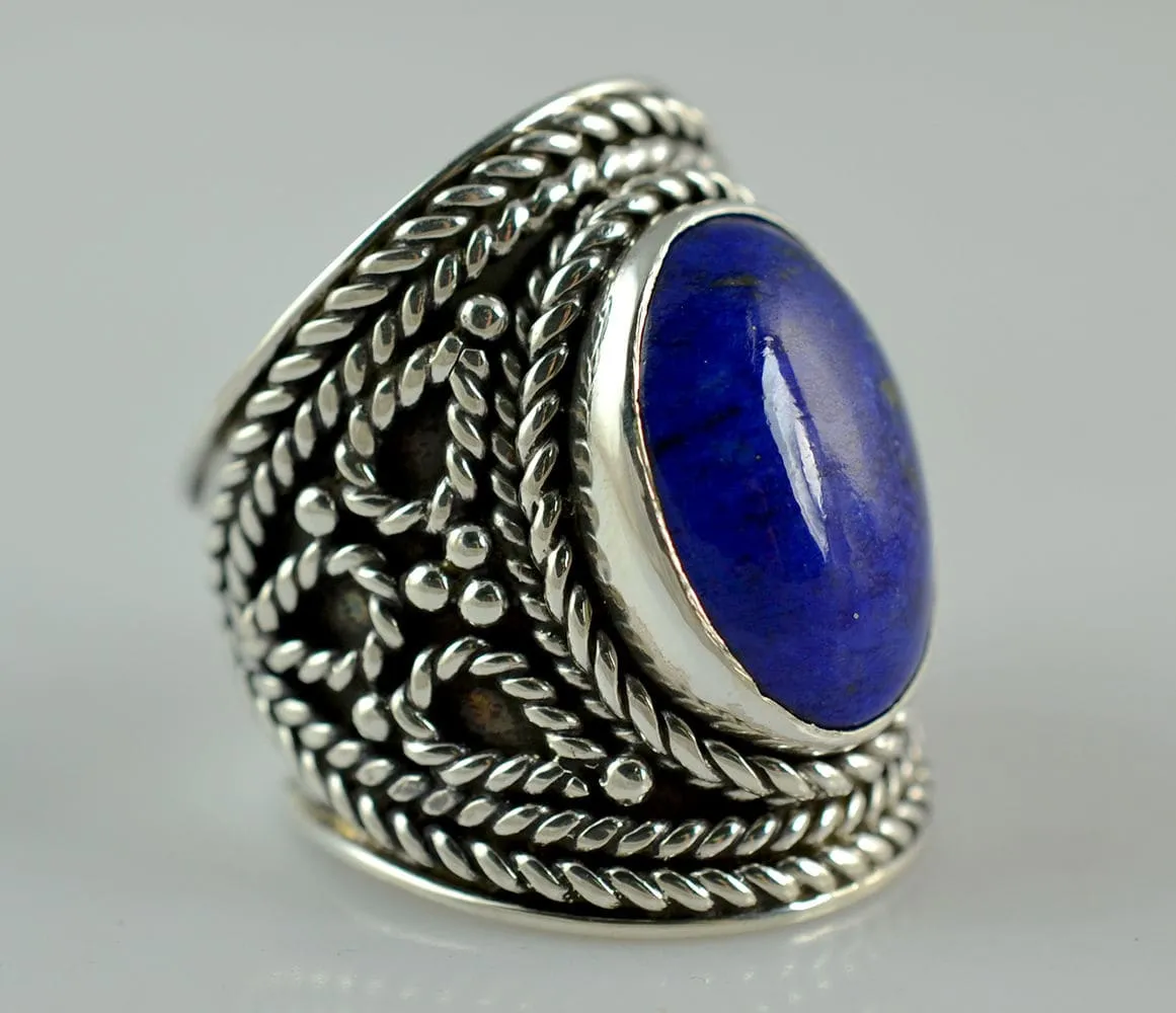 Genuine Lapis Lazuli 925 solid sterling silver hand made designer ring