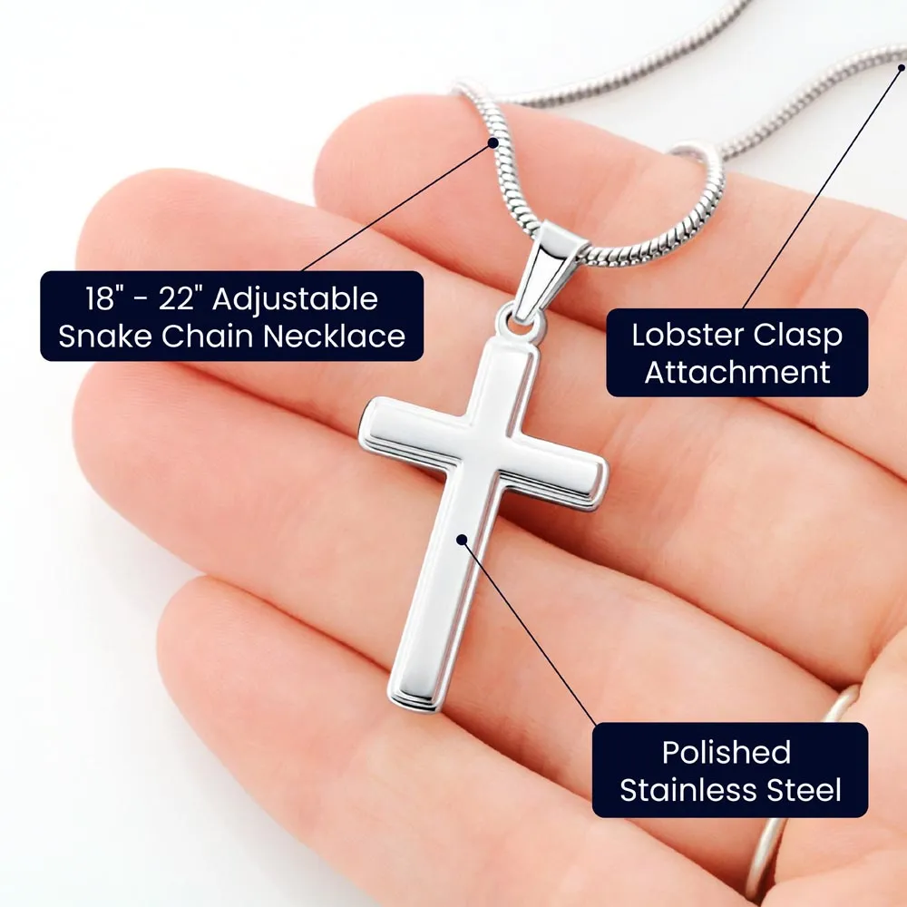 Gift For Granddaughter, Confirmation or Baptism Proud of Who You Are Stainless Steel Cross Necklace