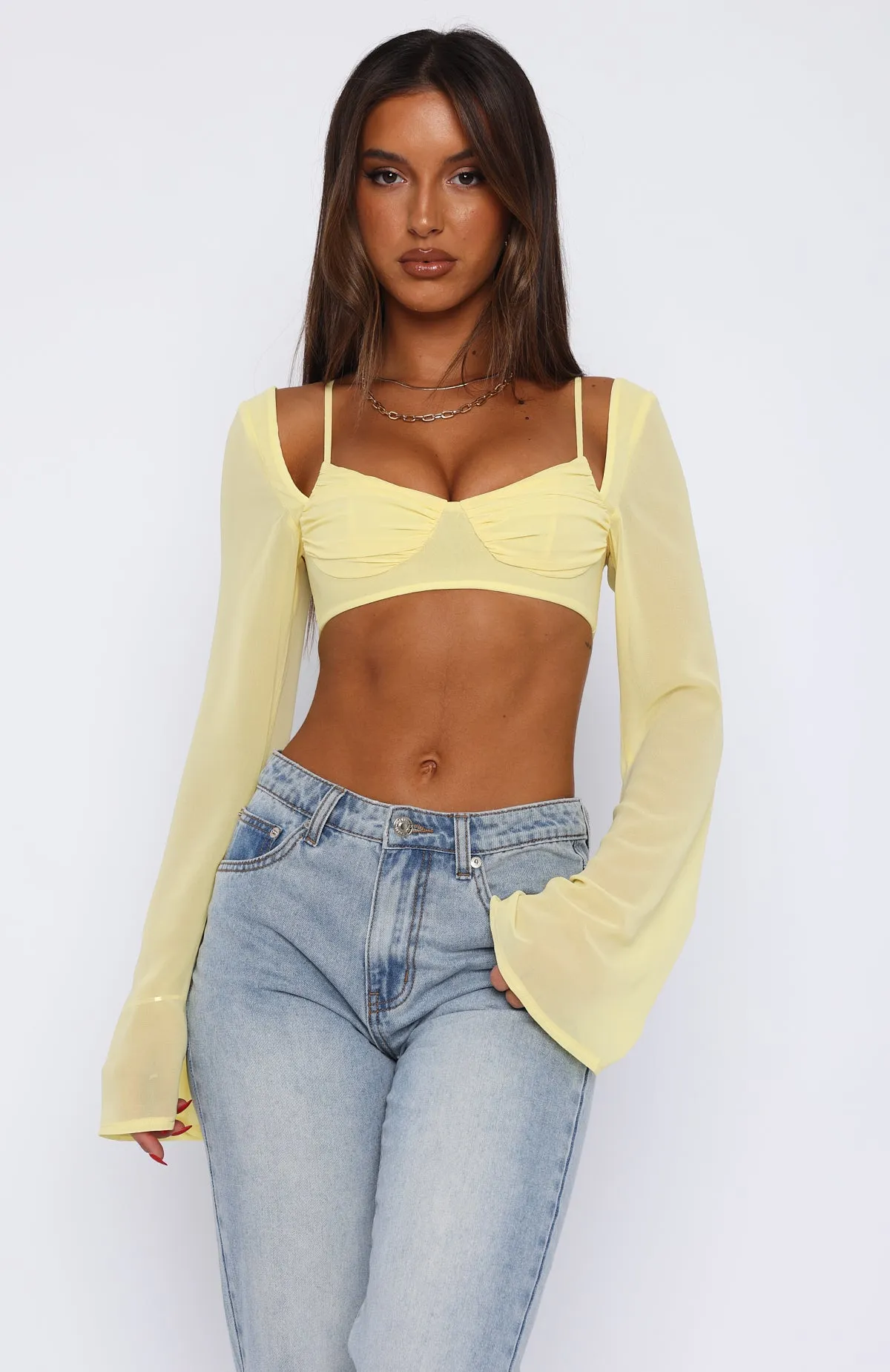 Give Or Take Long Sleeve Top Lemon