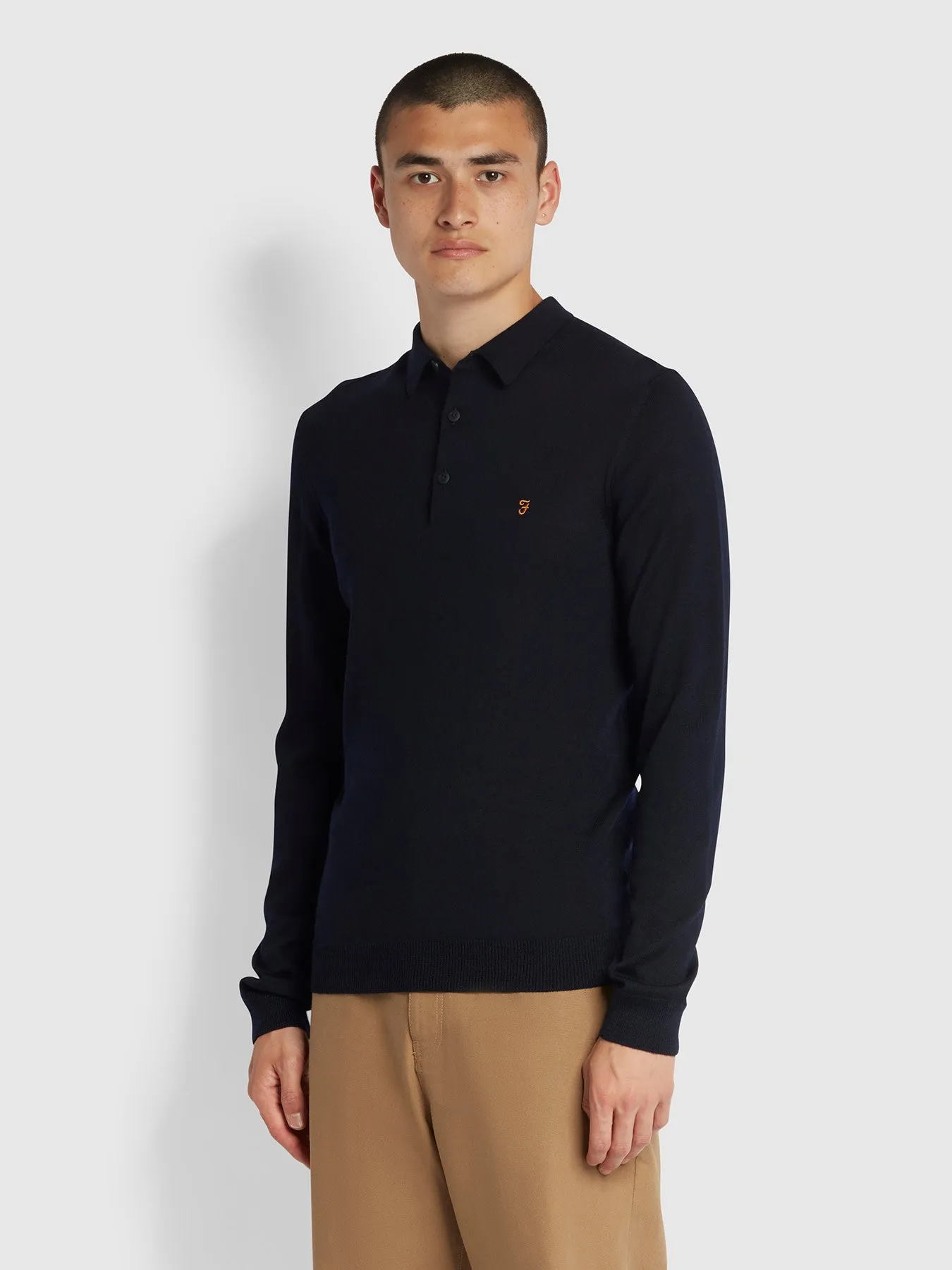 Glenarm Slim Fit Polo Jumper In True Navy