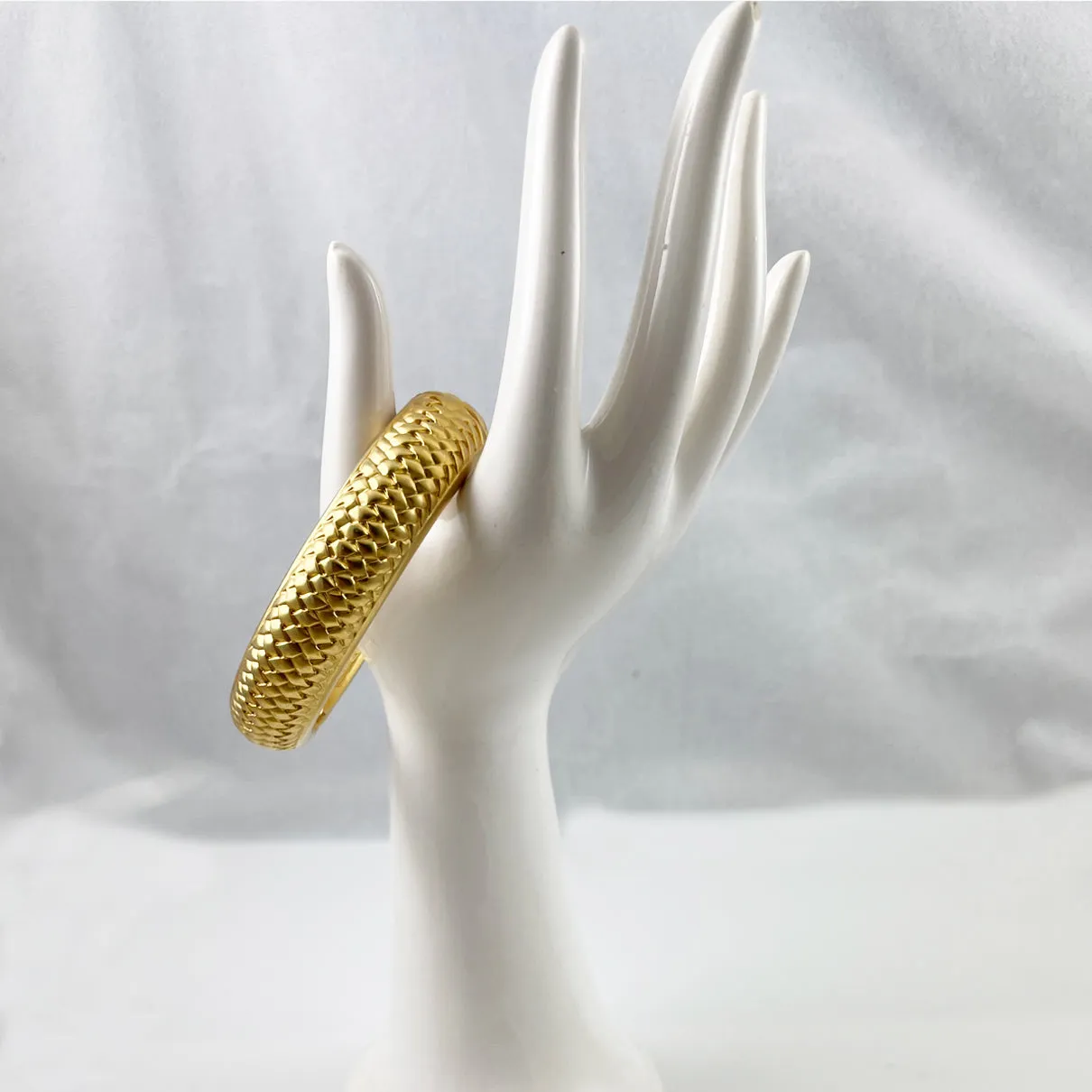 Gold Woven Hinged Bangle Bracelet